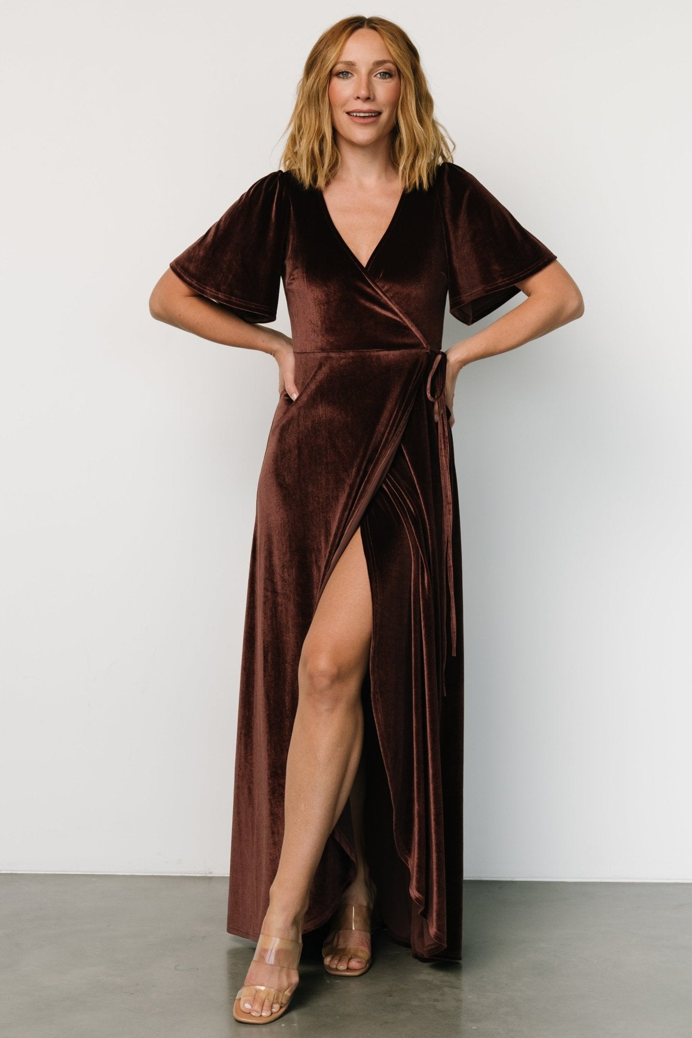 Katelyn Velvet Maxi Wrap Dress | Clove Cheap Sale Popular