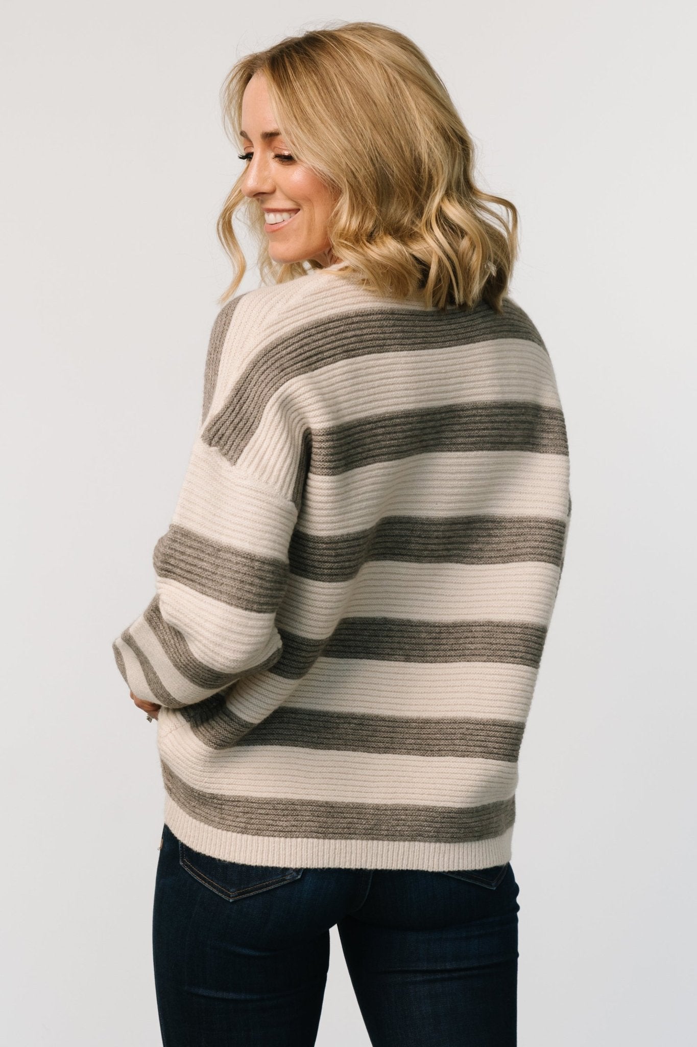 Ellington Knit Sweater | Cream + Gray Outlet Low Pice