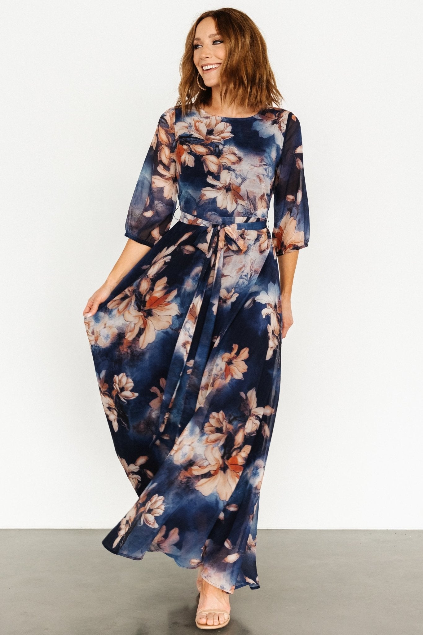 Rebecca Maxi Dress | Dark Blue Floral Cheap Buy