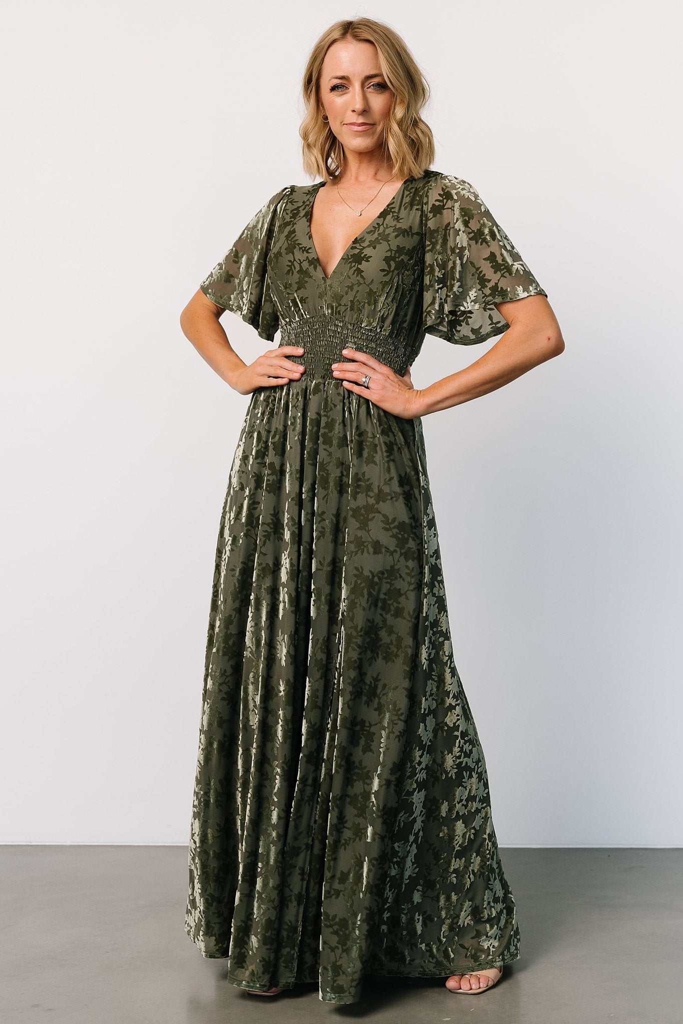 Veronica Velvet Maxi Dress | Dark Sage Clearance Official Site