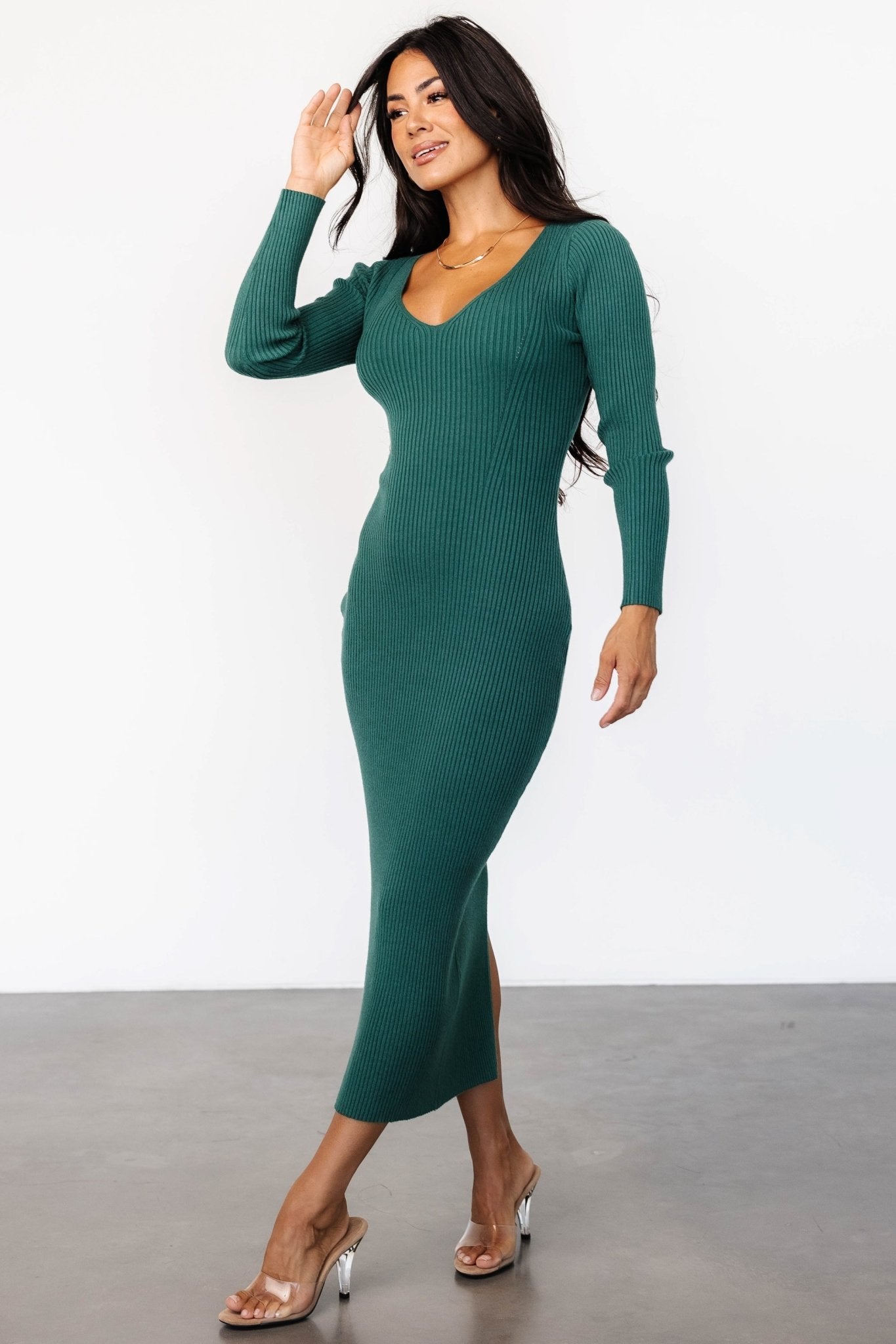 Kendall Ribbed Midi Dress | Green Pictures Cheap Online