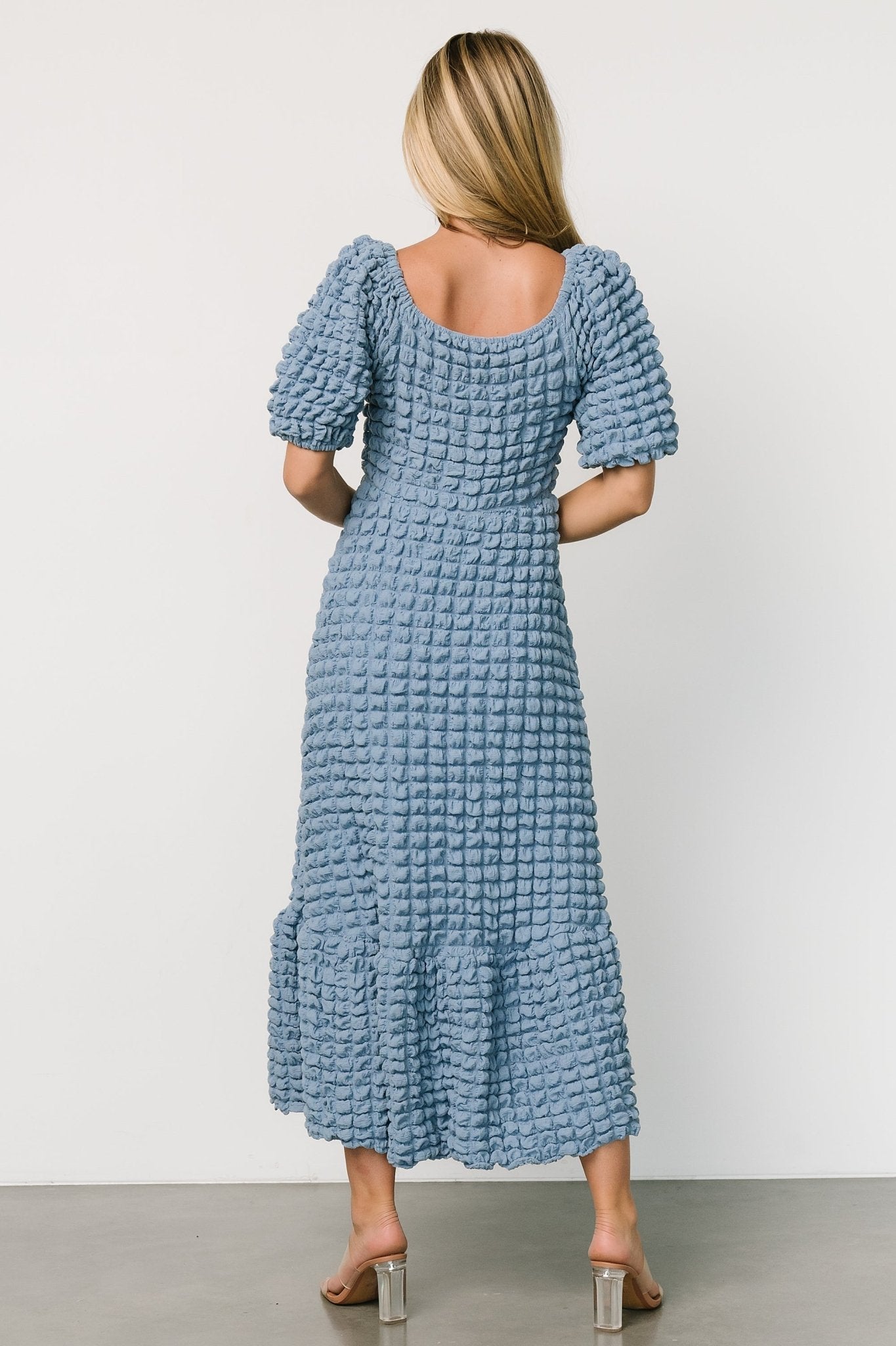 Therese Textured Dress | Denim Blue Free Shipping For Sale