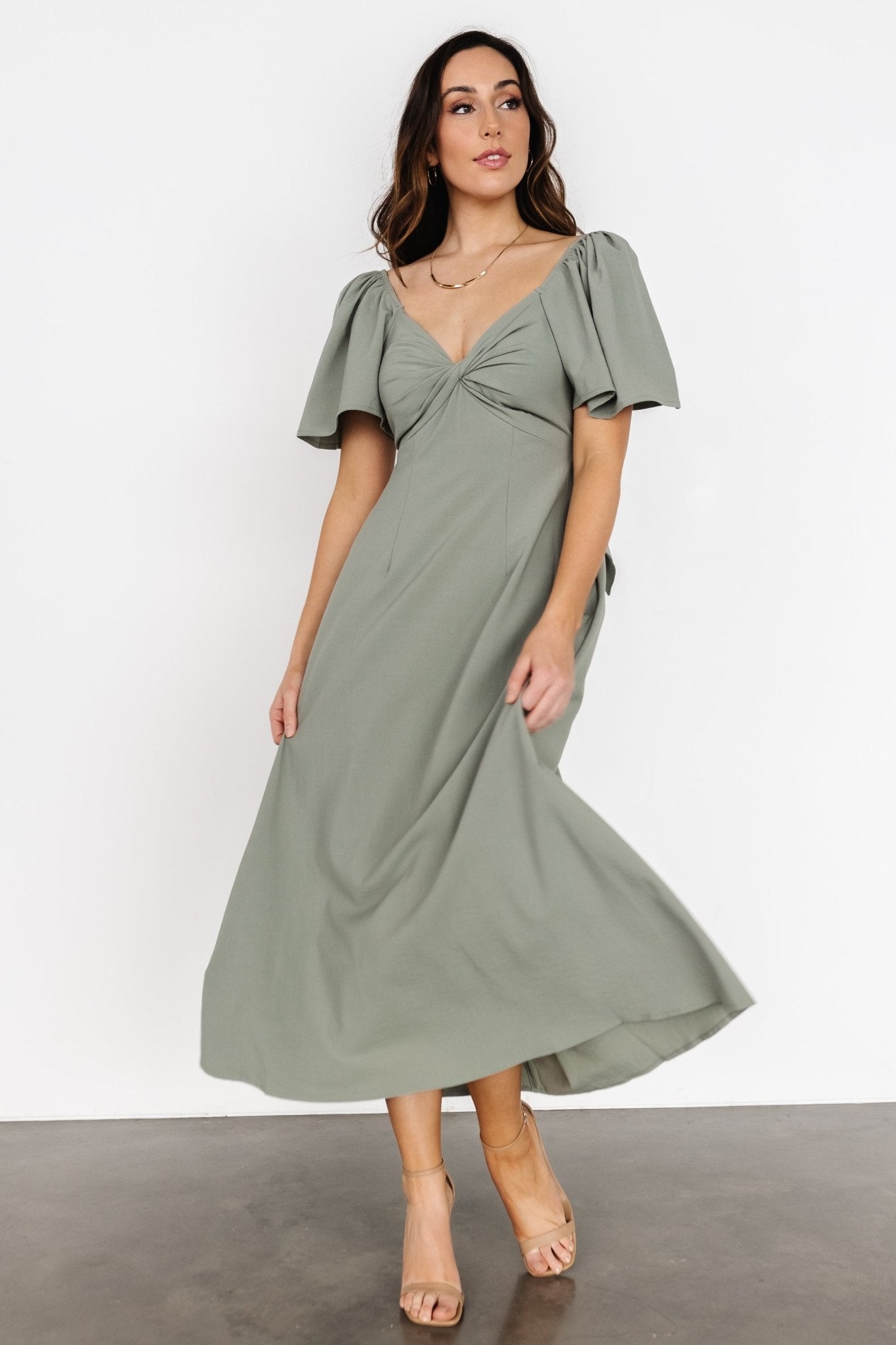 Indie Back Tie Dress | Dusty Green Wide Range Of Cheap Online