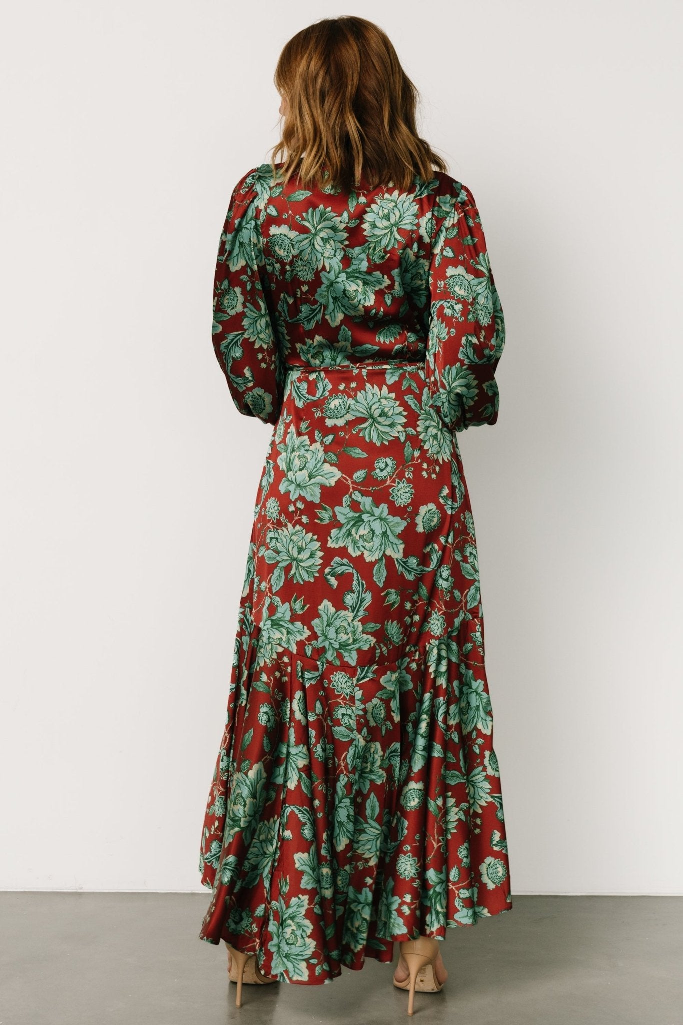 Lavinia Ruffle Maxi Dress | Rust + Green Floral Sale Fake