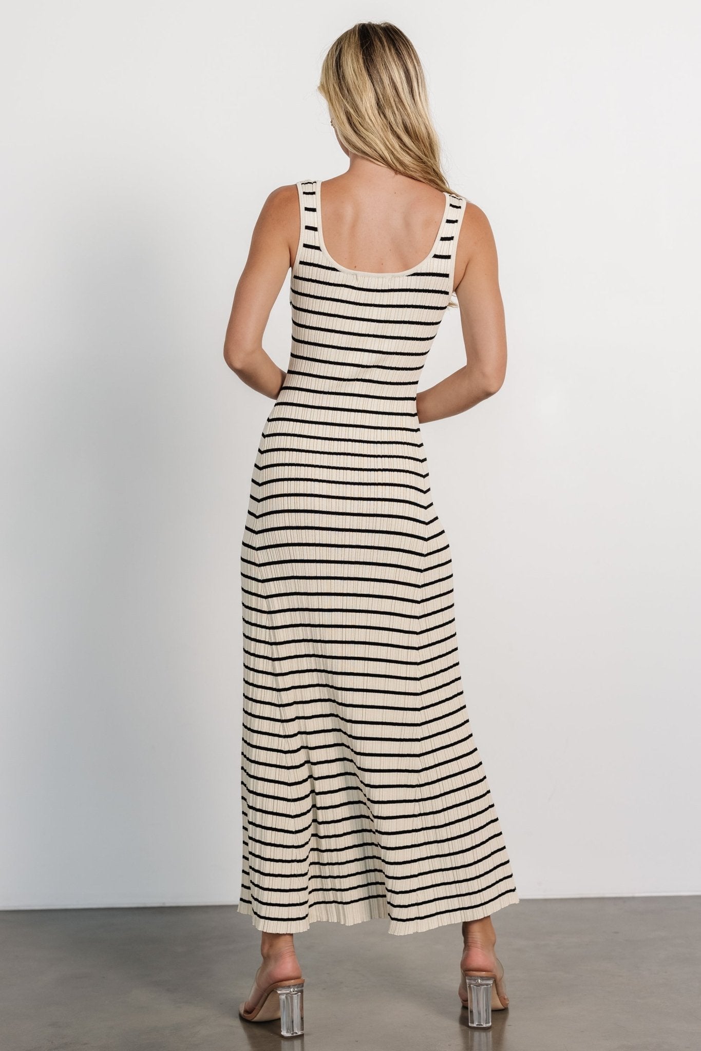 Jesse Ribbed Tank Maxi Dress | Ivory + Black Cheap Sale Geniue Stockist