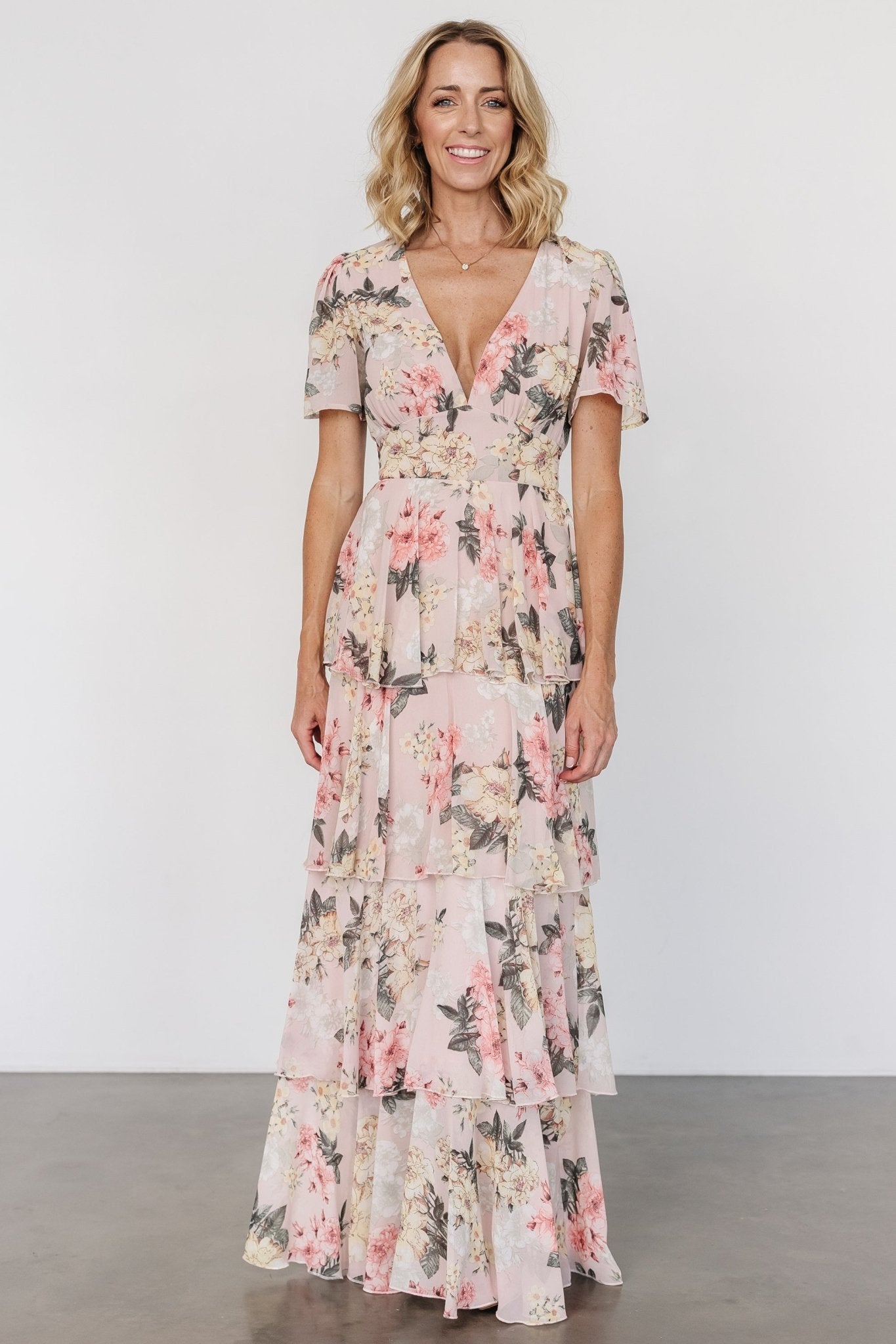 Montaigne Ruffle Maxi Dress | Pale Blush Floral Buy Cheap Pay With Paypal