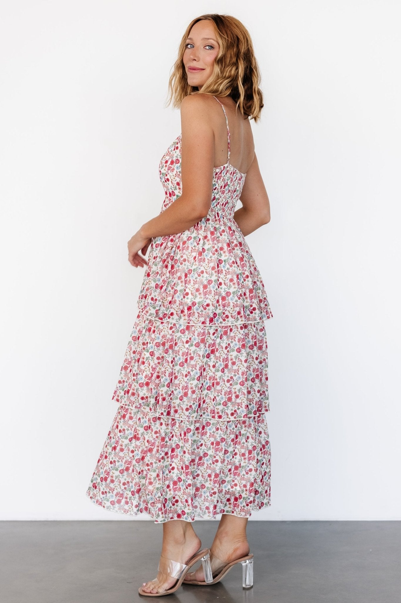 Caprice Tiered Dress | Cream Multi Floral Cheap Sale 2025