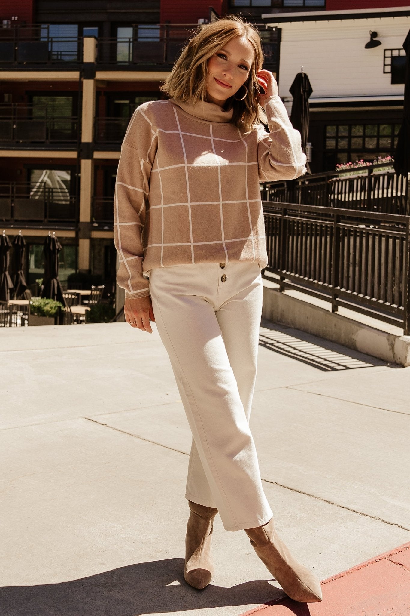 Tahoe Turtleneck Sweater | Taupe + Cream Cheap Best Sale