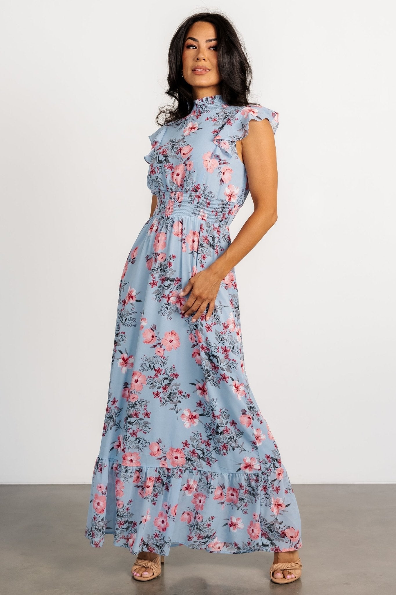 Kearny Ruffle Maxi Dress | Light Blue + Blush Sale Choice