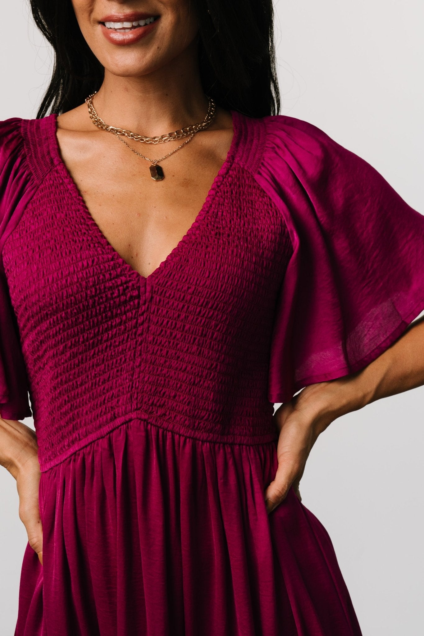 Lovell Smocked Midi Dress | Wine Berry Outlet Newest