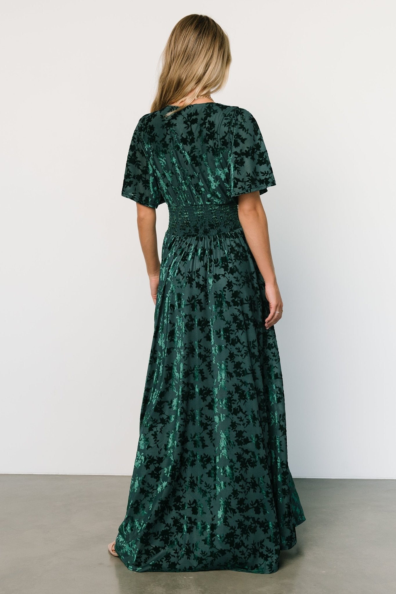 Veronica Velvet Maxi Dress | Green Discount Supply