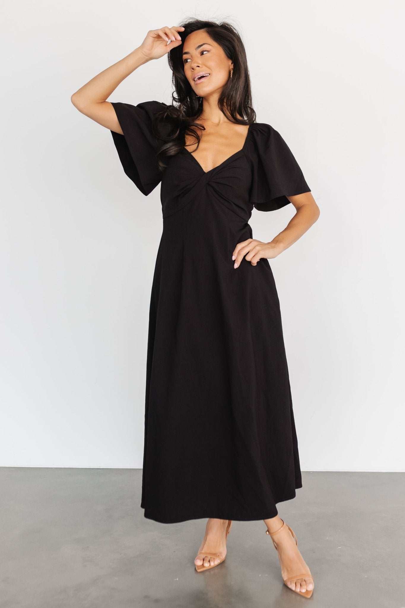 Indie Back Tie Dress | Black Discount Manchester