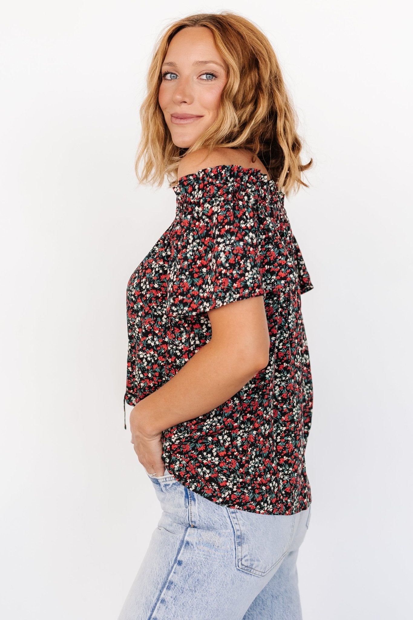 Jude Boho Top | Black + Red Best Pices