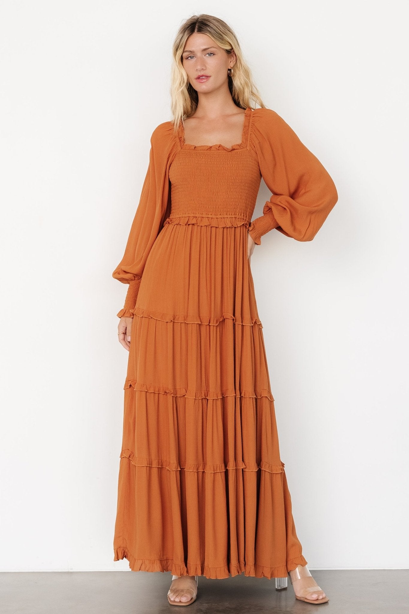 Lana Smocked Maxi Dress | Camel Free Shipping Cheap Real