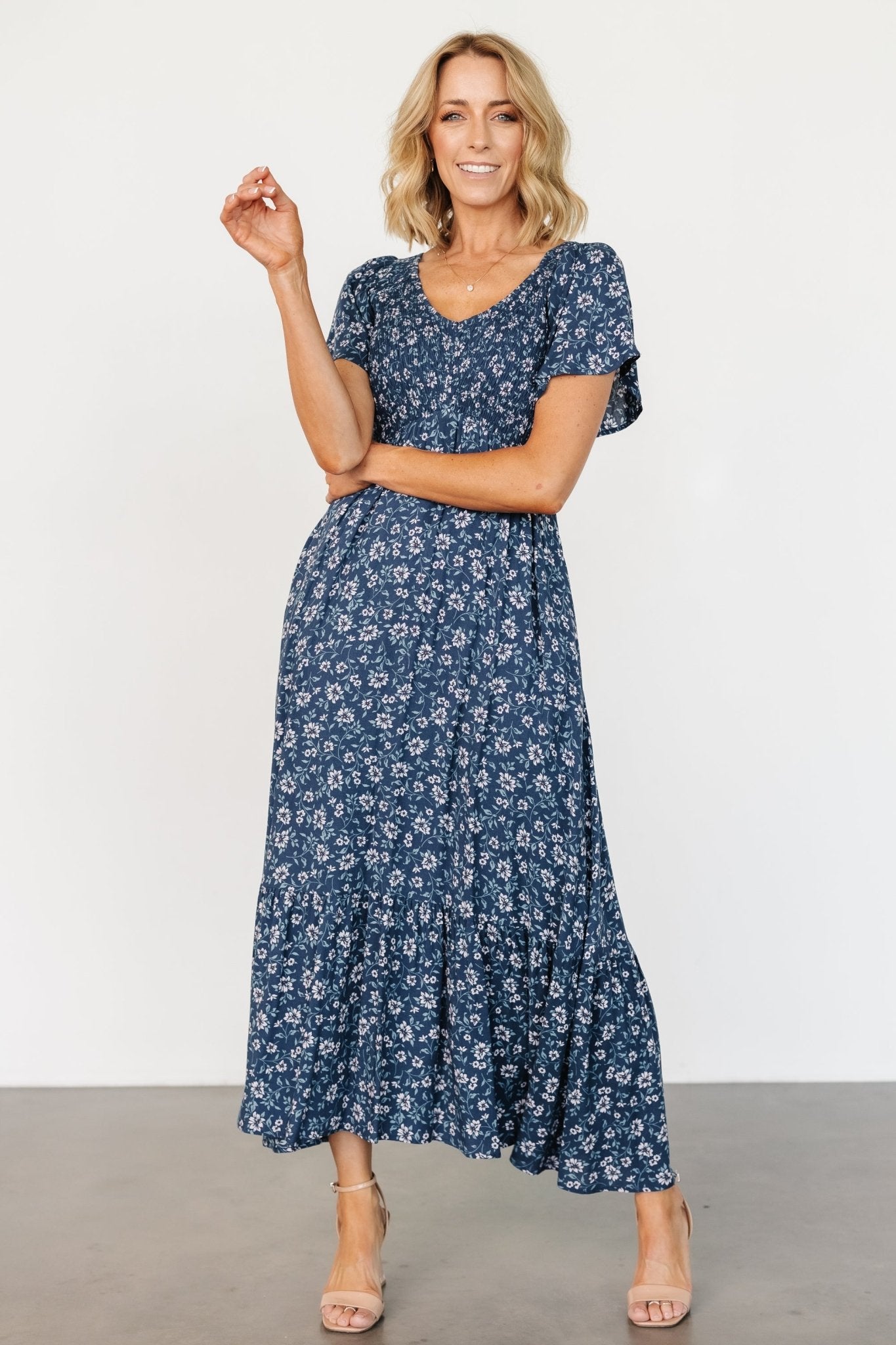 Joanie Smocked Dress | Blue Floral Recommend Online