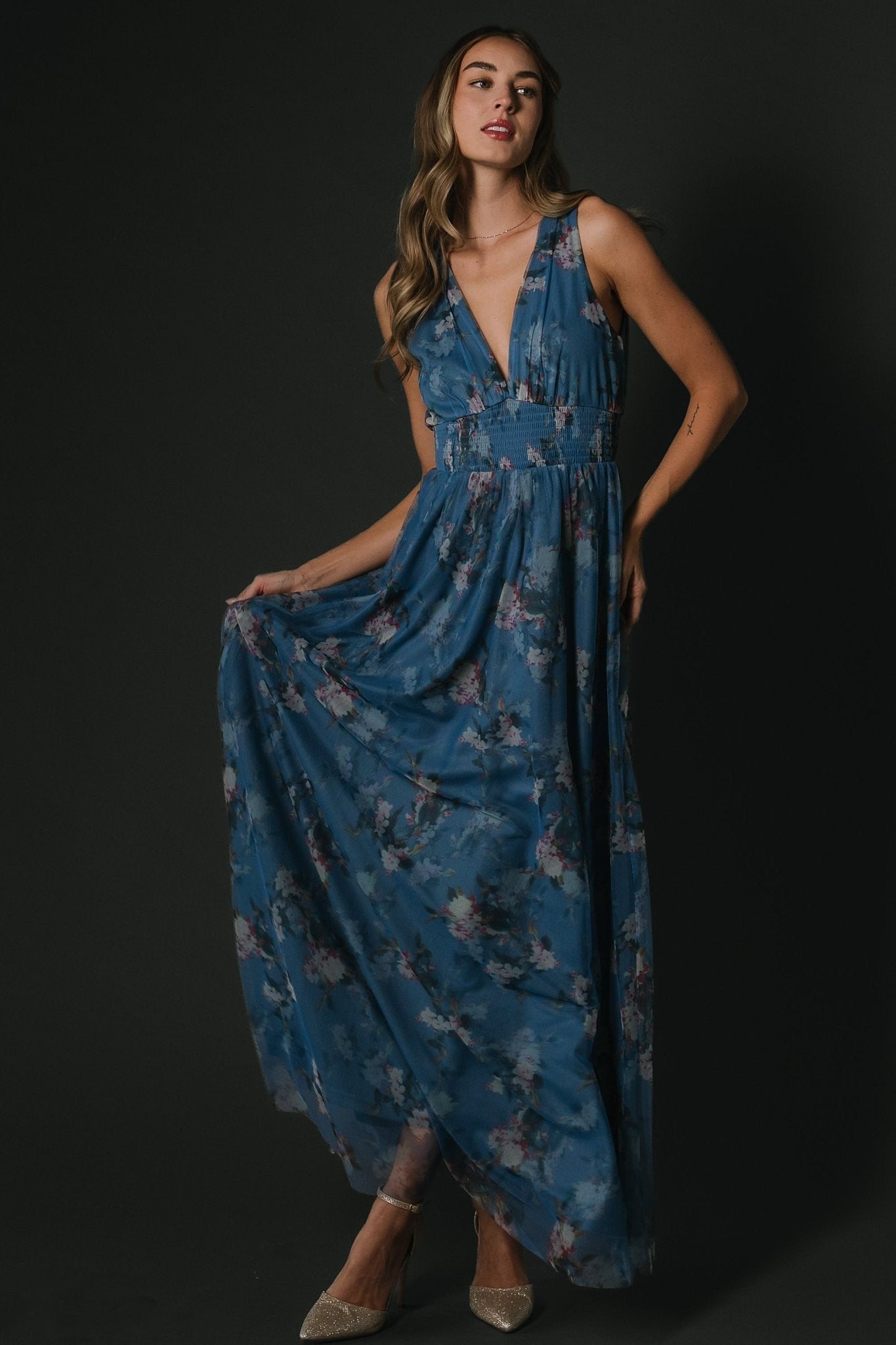 Kamila Tulle Maxi Dress | Blue Multi Floral Store With Big Discount