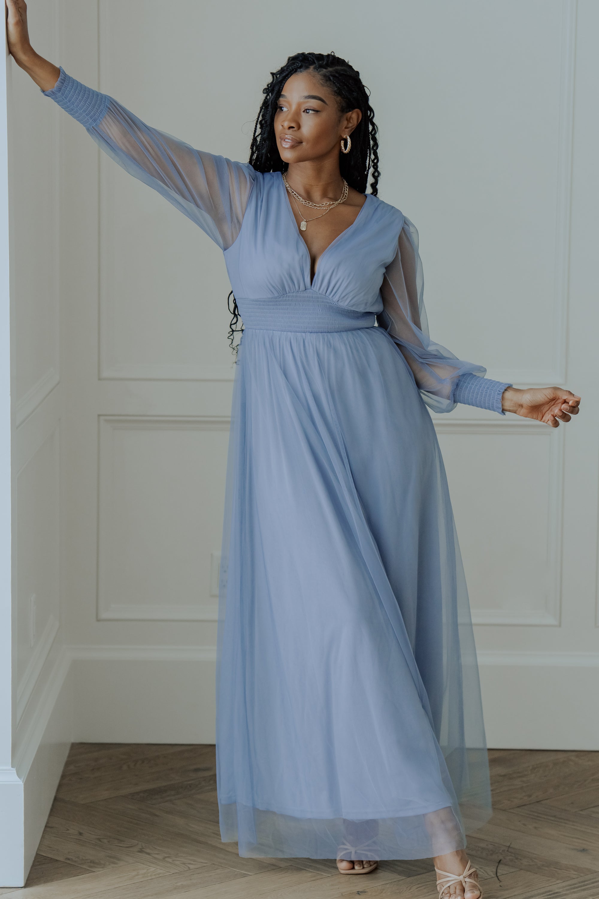 Layla Tulle Maxi Dress | Whisper Blue Clearance Cost