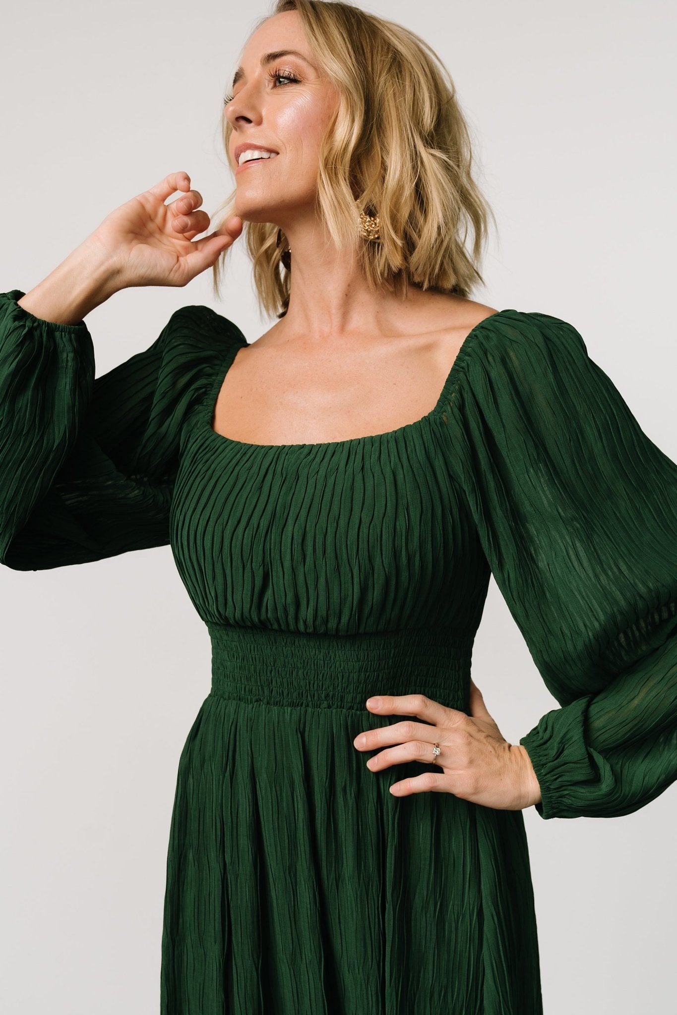 Dalton Pleated Midi Dress | Dark Green Shop For Cheap Pice