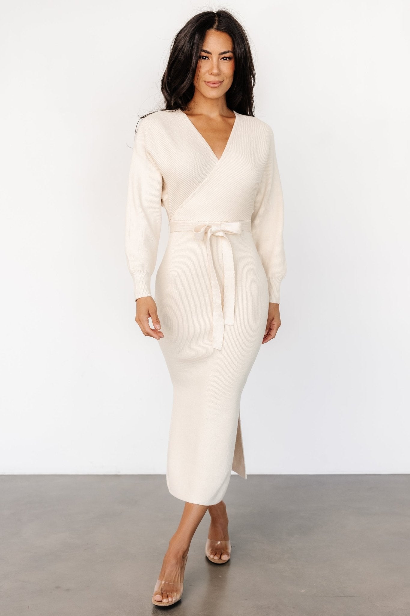 Sammi Faux Wrap Dress | Cream Discount Release Dates