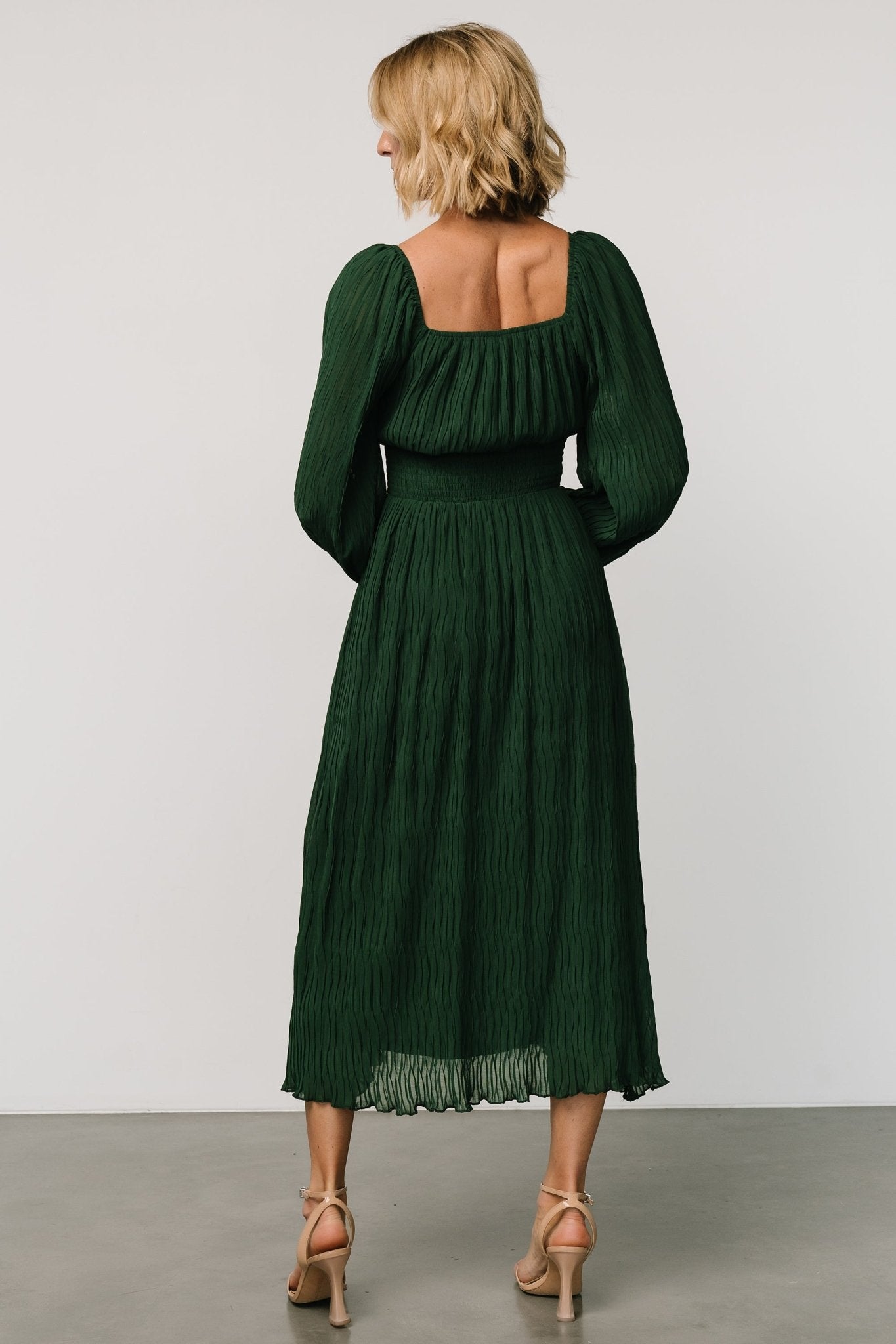 Dalton Pleated Midi Dress | Dark Green Shop For Cheap Pice