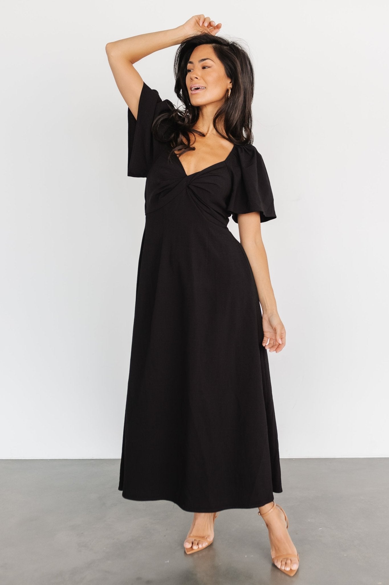 Indie Back Tie Dress | Black Discount Manchester