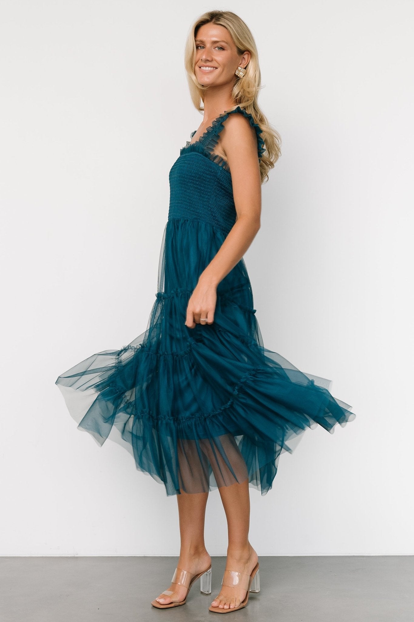 Emma Smocked Tulle Dress | Teal View Cheap Pice