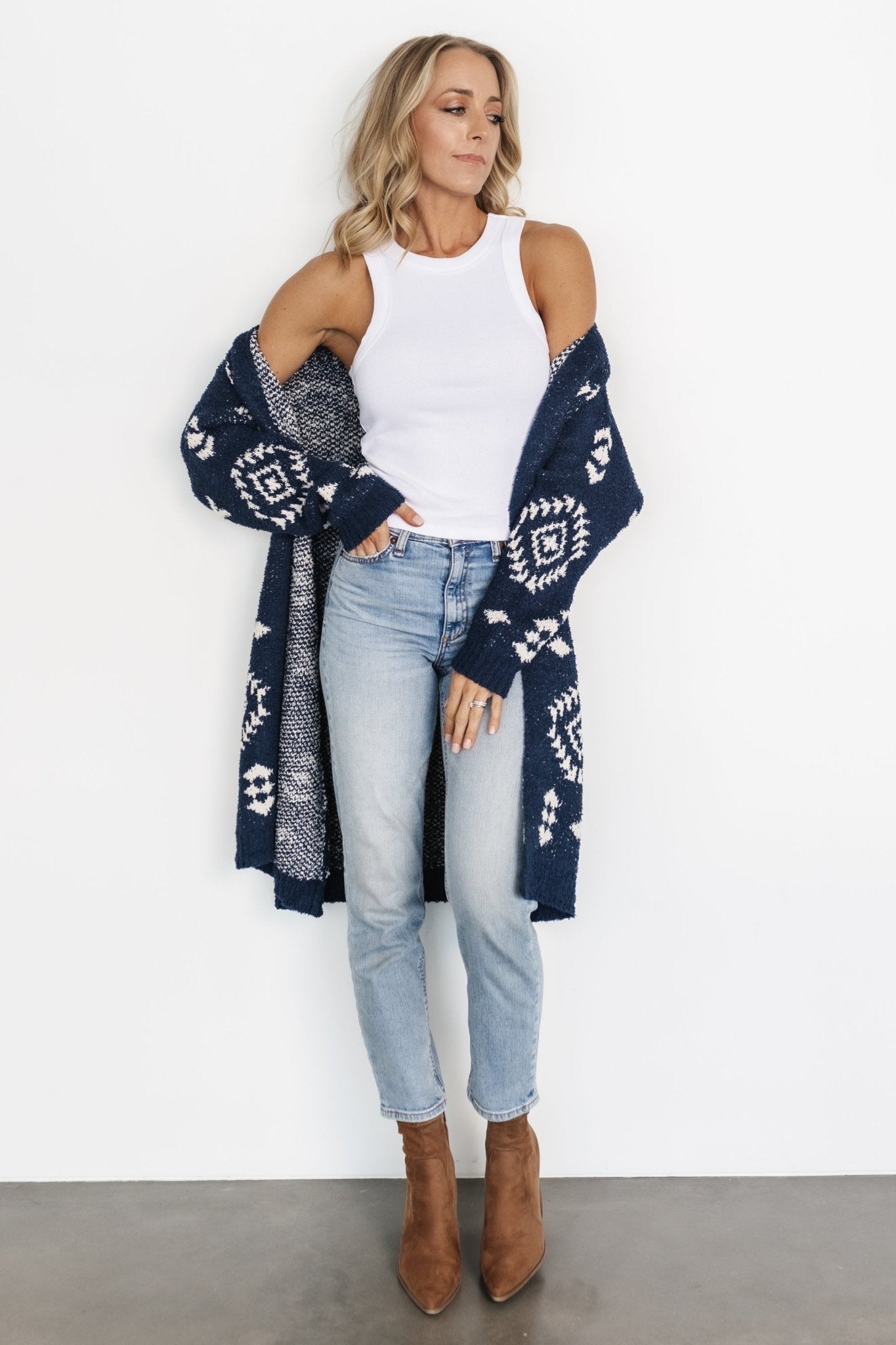 Missoula Oversized Cardigan | Navy + Ivory Free Shipping Manchester