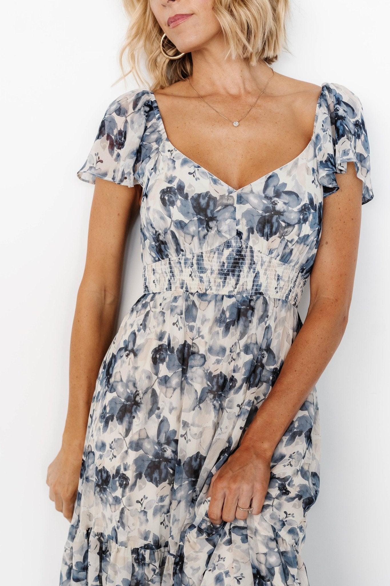 Genevive Maxi Dress | Cream + Blue Floral Buy Cheap Pice