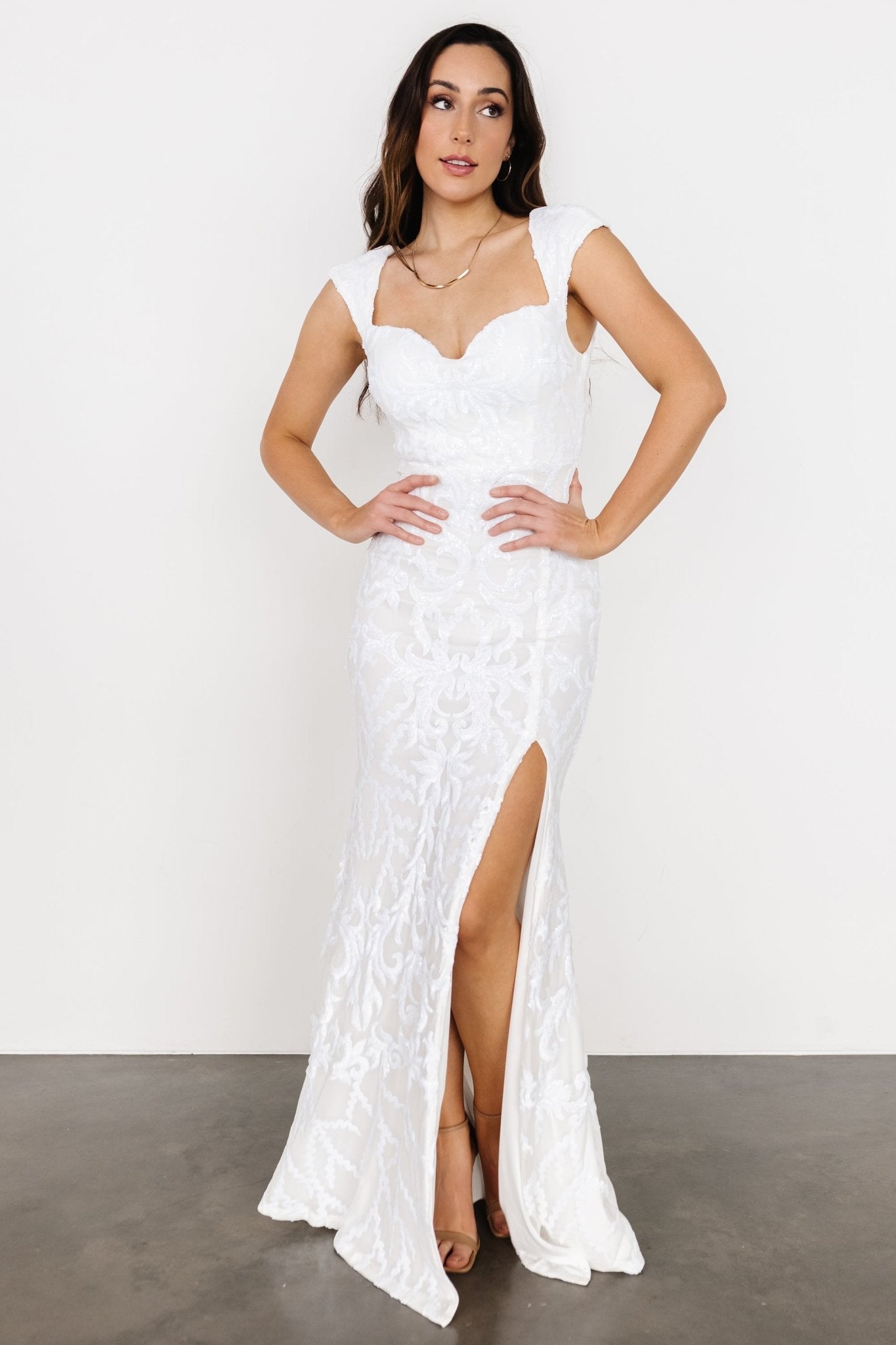 Kylene Sequin Maxi Gown | White 2025 New