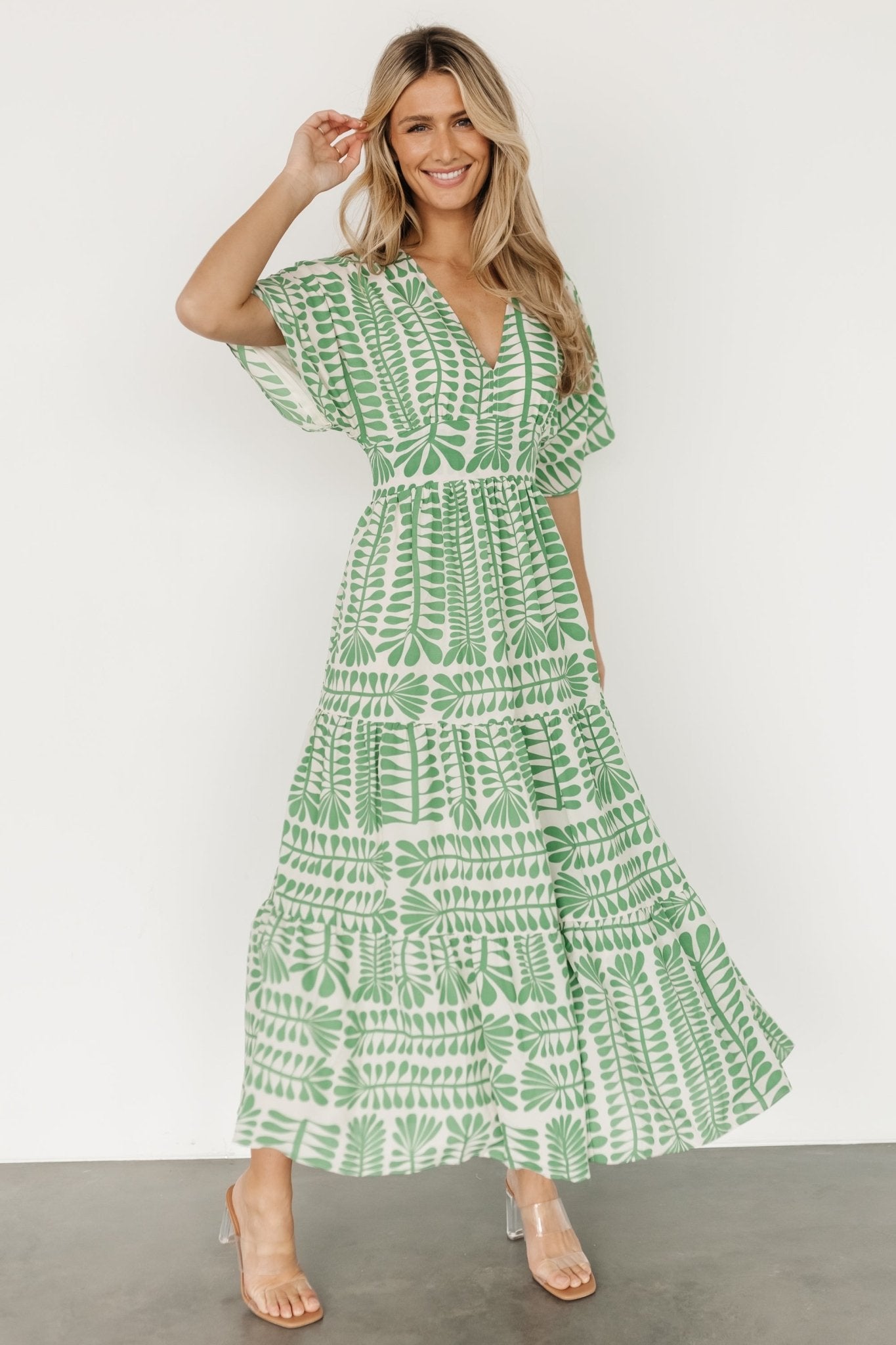 Austin Kimono Dress | Green Print Cheap Finishline