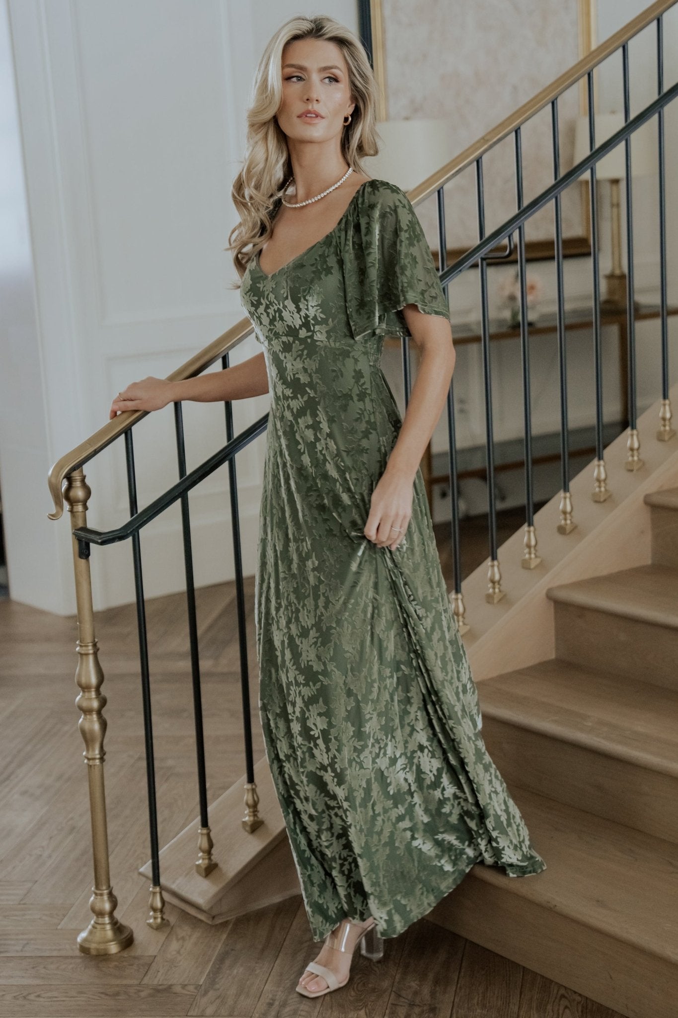 Everley Velvet Maxi Dress | Dark Sage 2025 New Cheap Pice