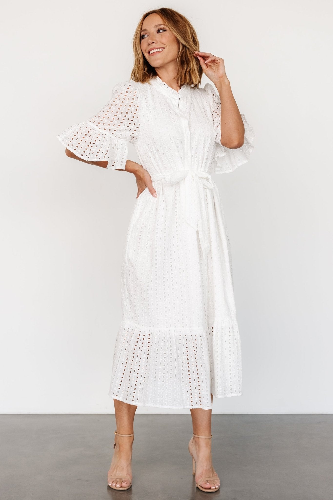 Virginia Eyelet Midi Dress | Off White Cheap Online Online