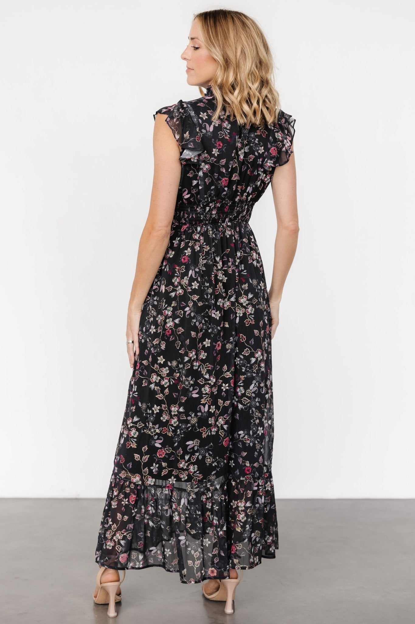 Kearny Ruffle Maxi Dress | Midnight + Gold Multi Free Shipping Visit