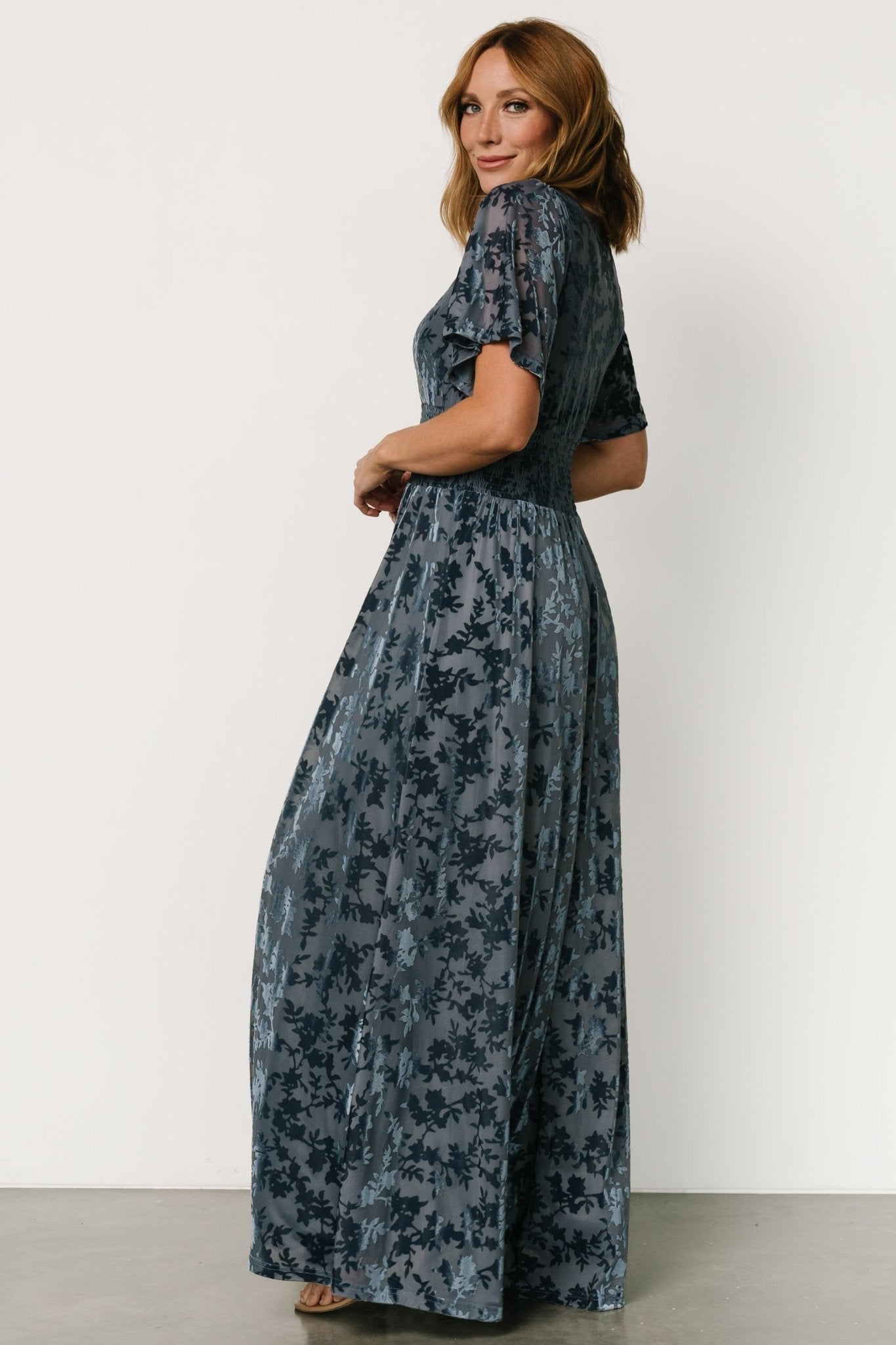 Veronica Velvet Maxi Dress | Whisper Blue Big Discount Online