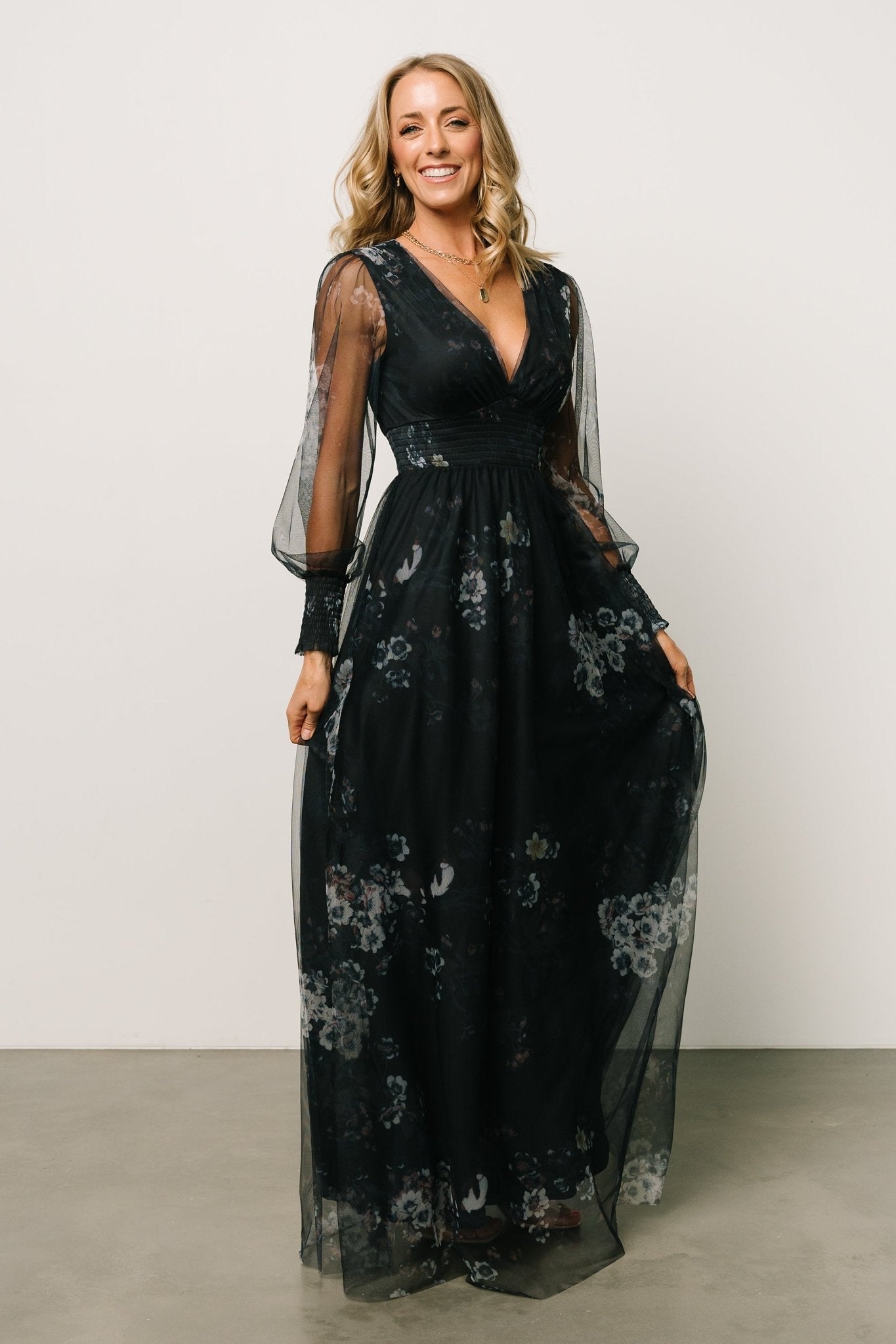 Layla Tulle Maxi Dress | Navy Multi Cheap Sale Huge Surprise