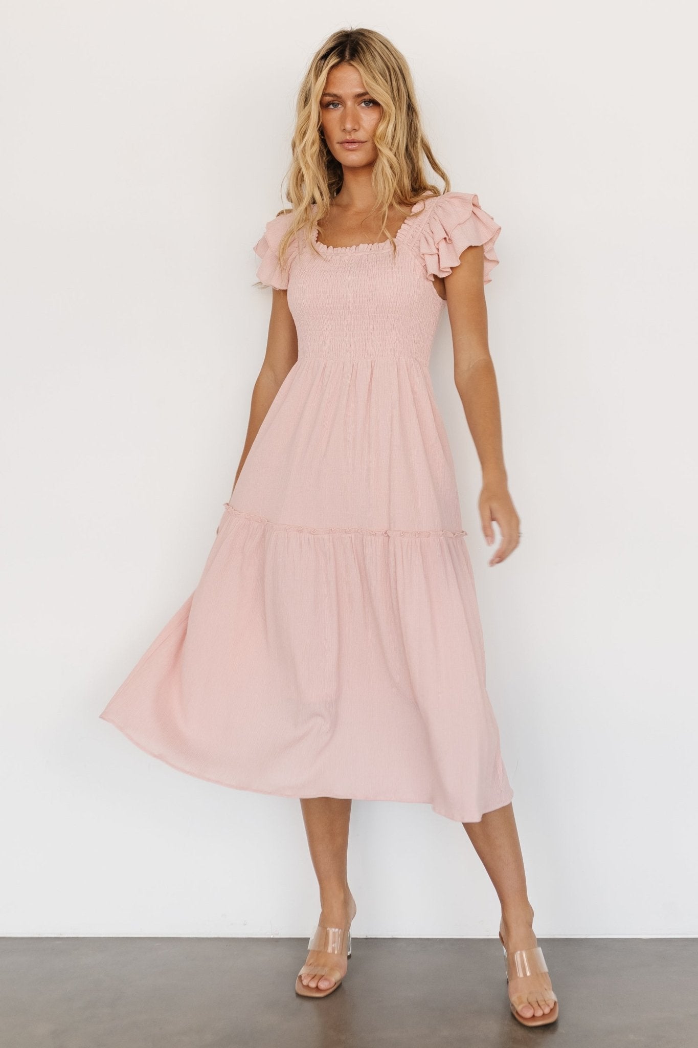 Jacie Smocked Midi Dress | Blush Outlet Cheap Pices