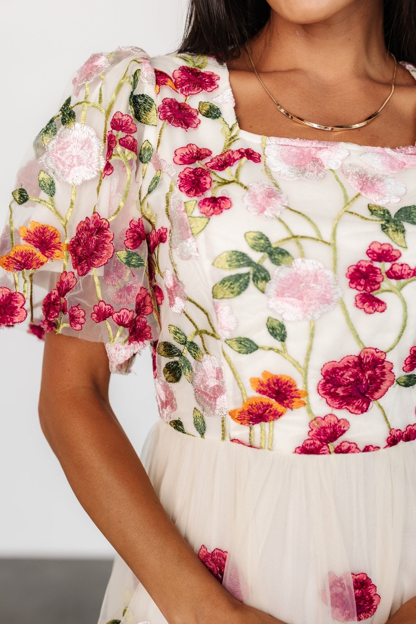 Anastasie Floral Embroidered Dress | Pink Multi Sale With Paypal