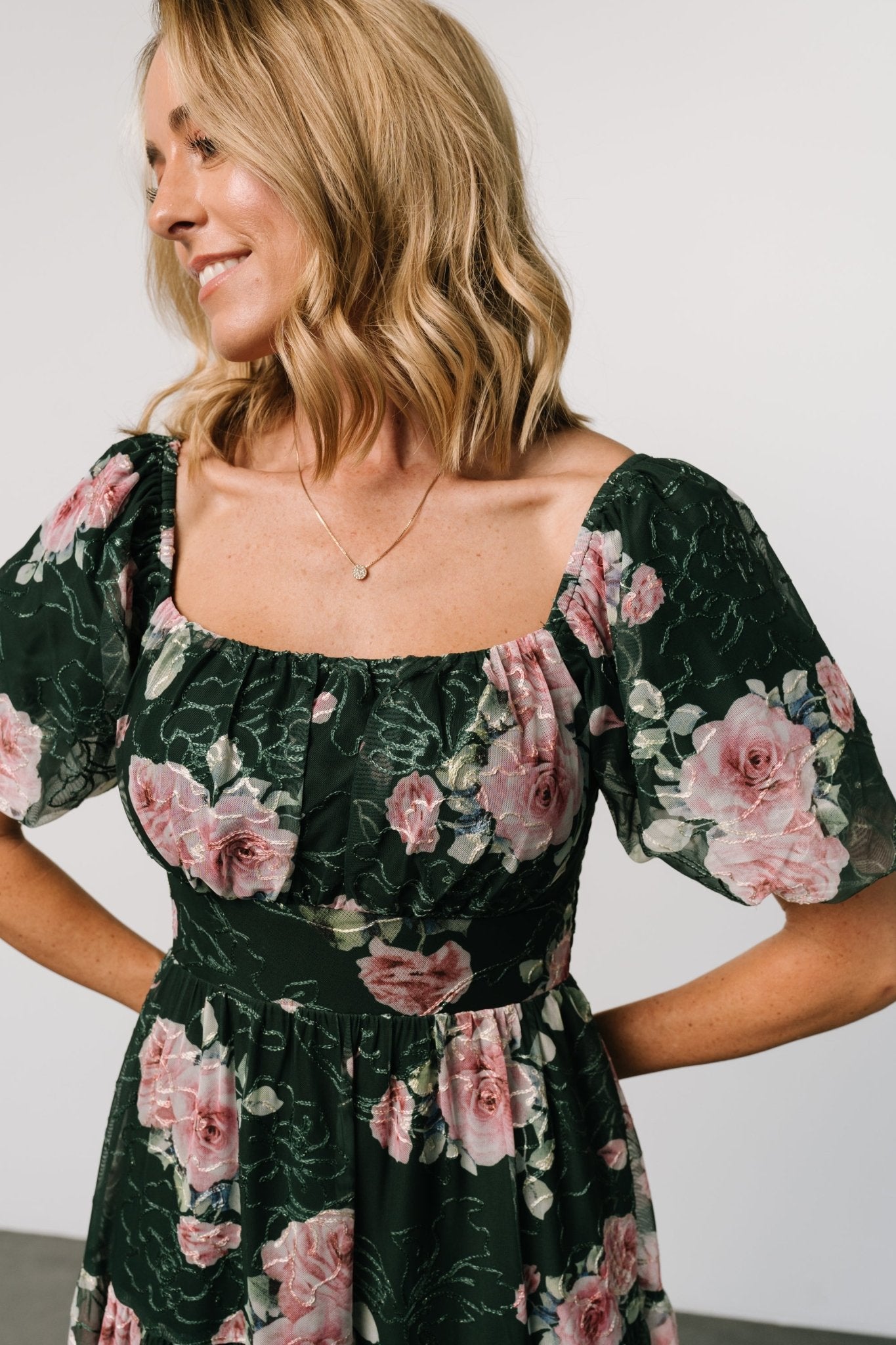 Annabeth Midi Dress | Dark Green + Pink Outlet Store Online