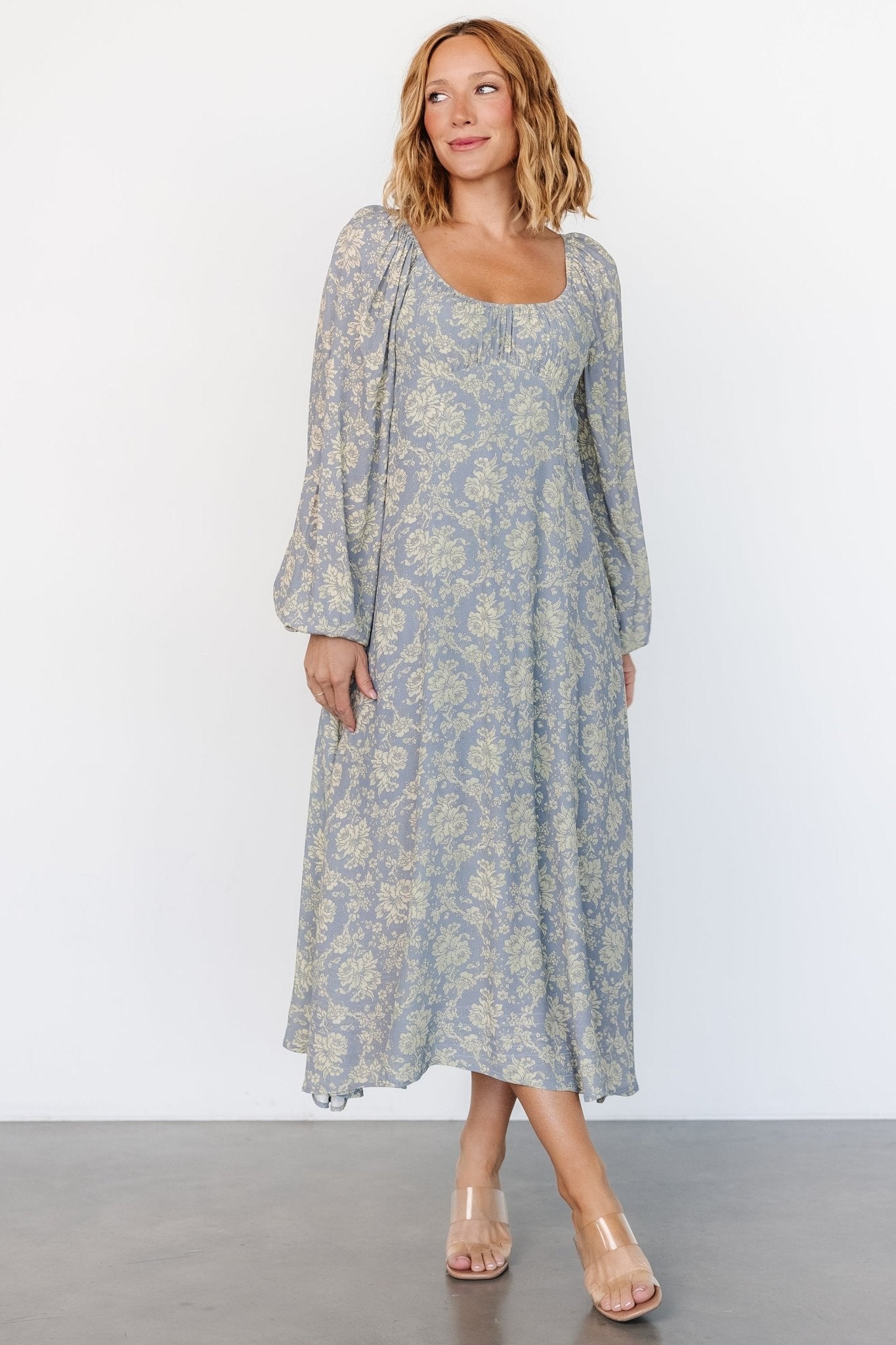 McKinney Dress | Blue + Vintage Cream Floral Buy Cheap Huge Surprise