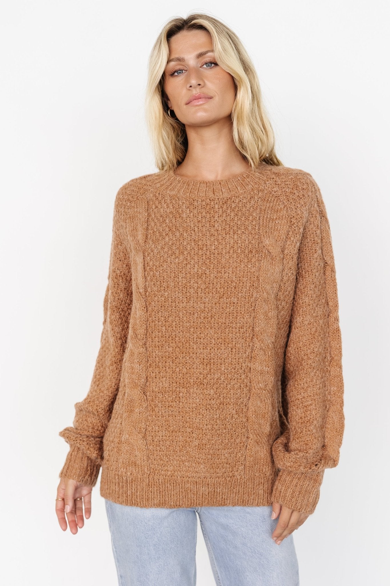 Lukas Cable Knit Sweater | Camel Cheap Official