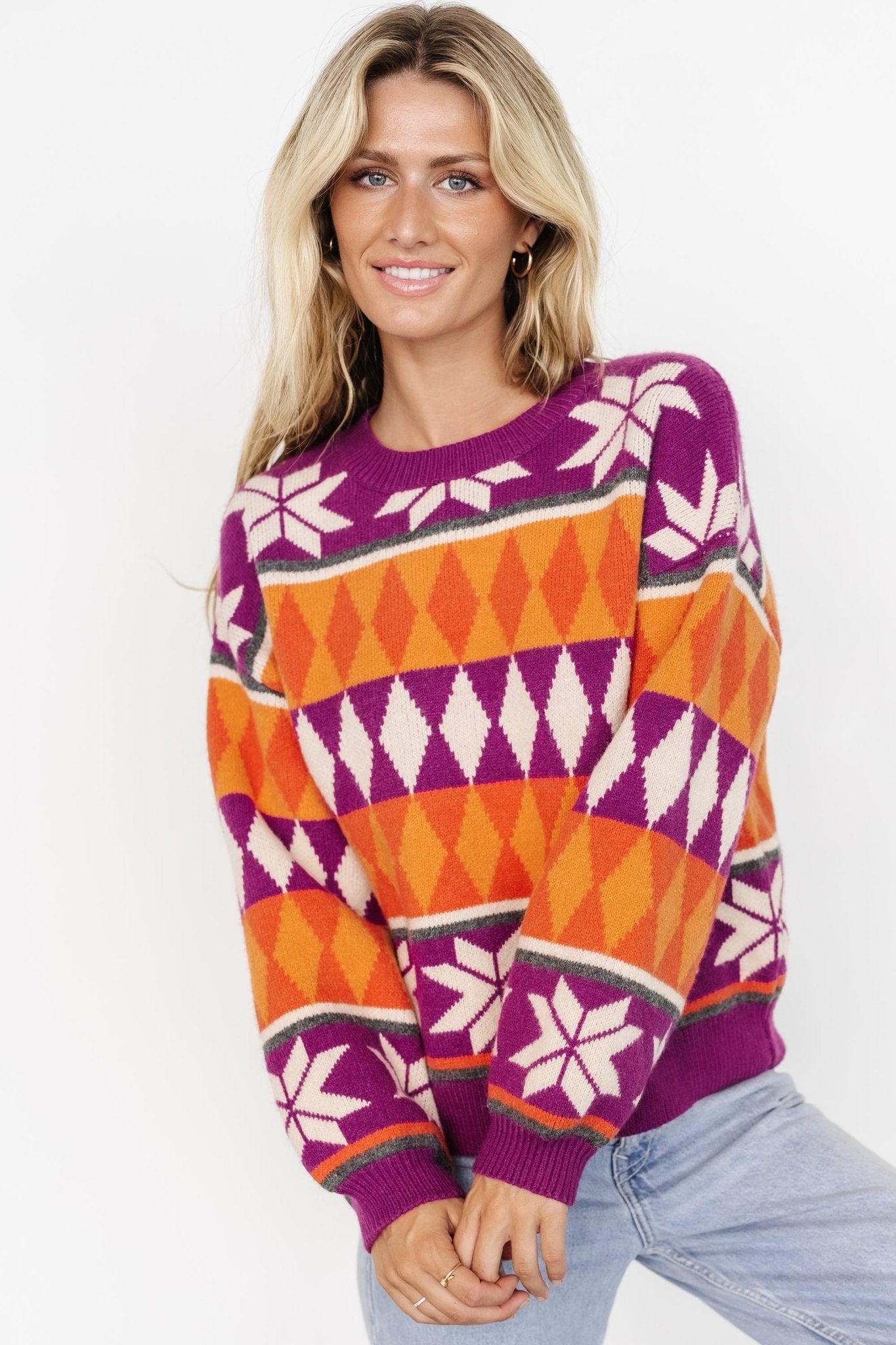 Zermatt Sweater | Magenta + Orange Print Cheapest Pice Sale Online