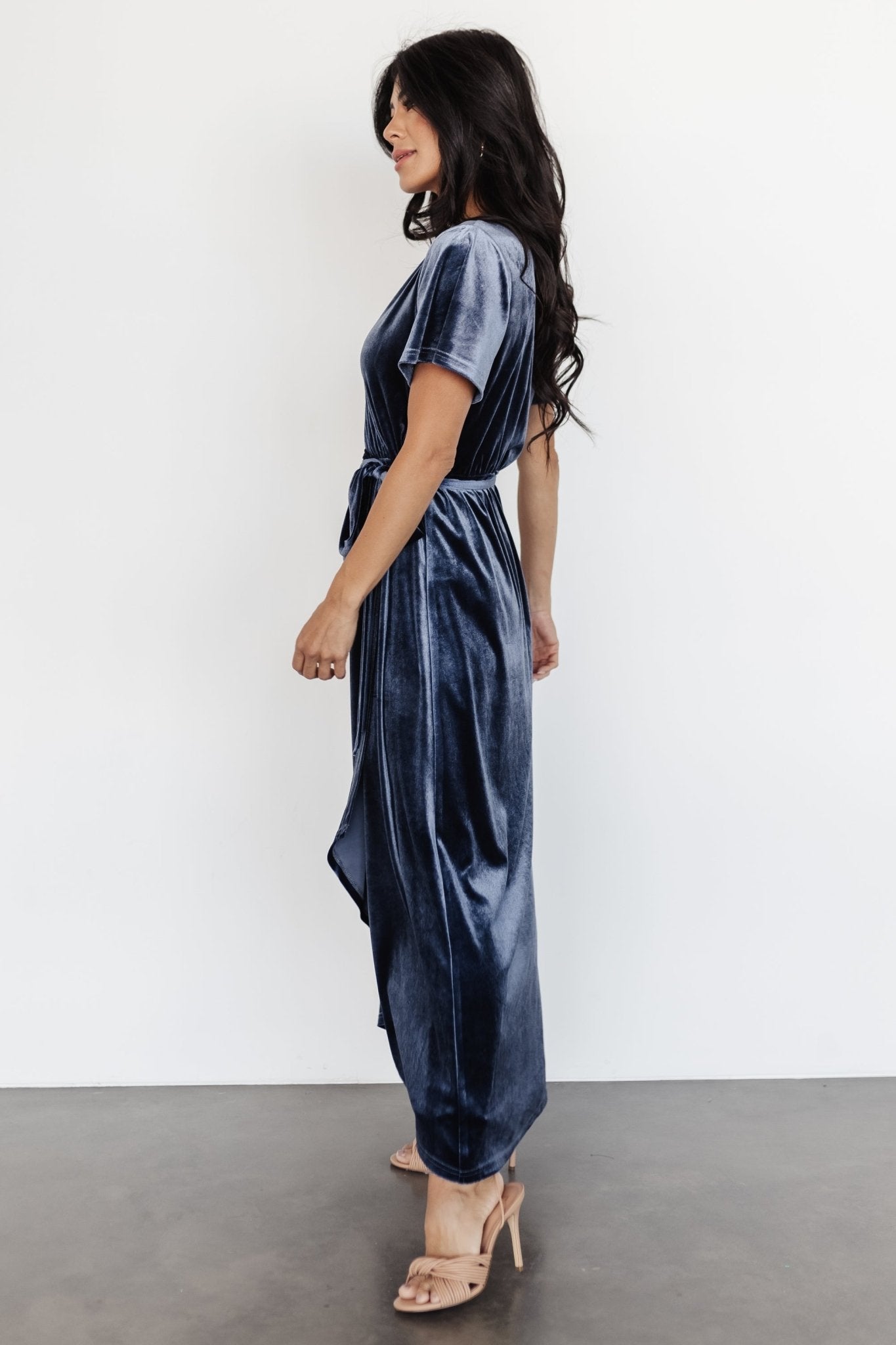 Nadine Velvet Midi Dress | Blue Cheap Sale Big Discount