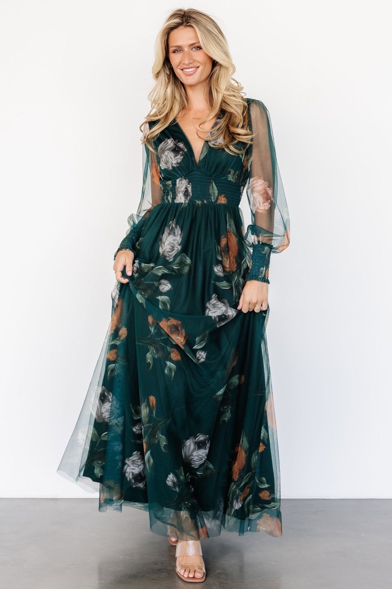 Layla Tulle Maxi Dress | Deep Topaz Floral Buy Cheap Explore