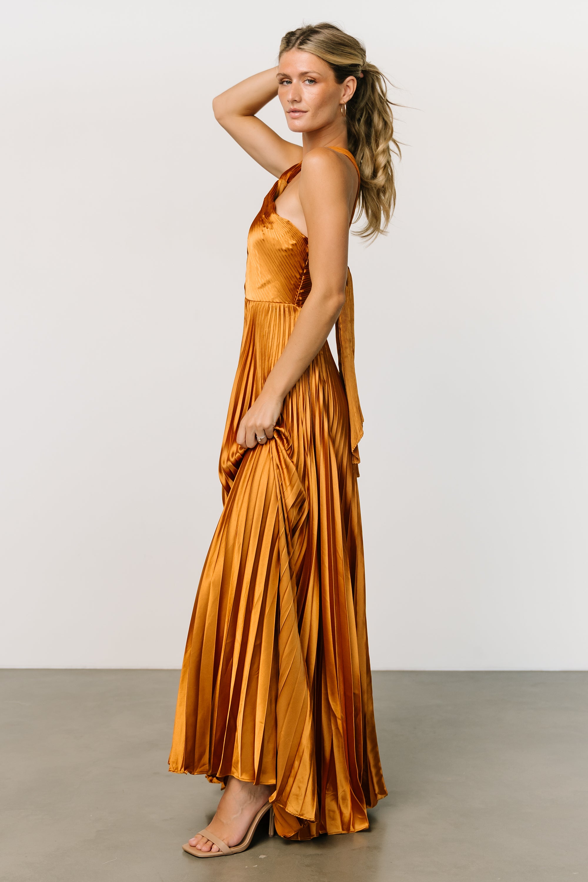 Sandra Pleated Maxi Dress | Copper Discount Collections