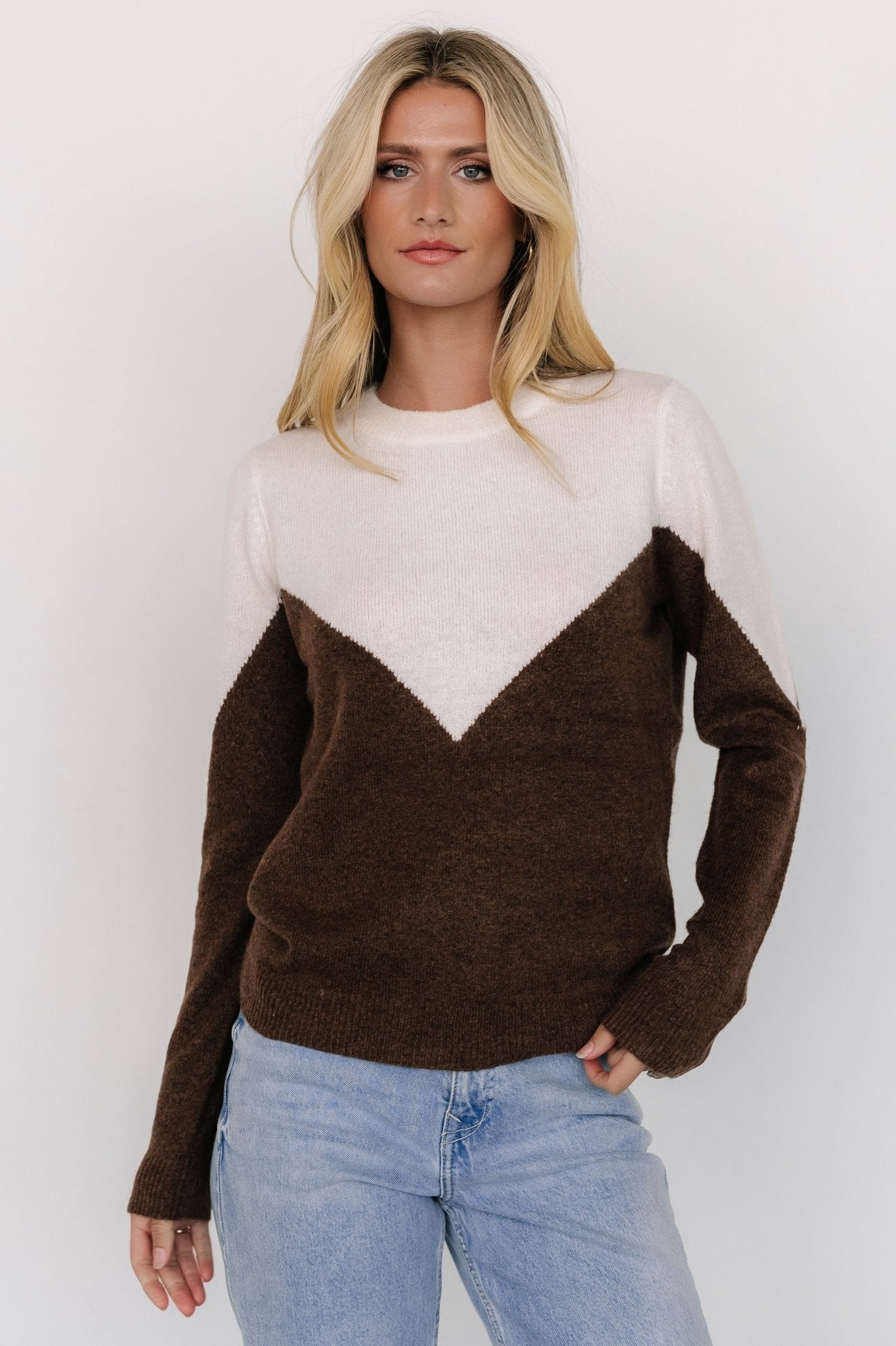 Tanner Sweater | Ivory + Brown Manchester Cheap Pice