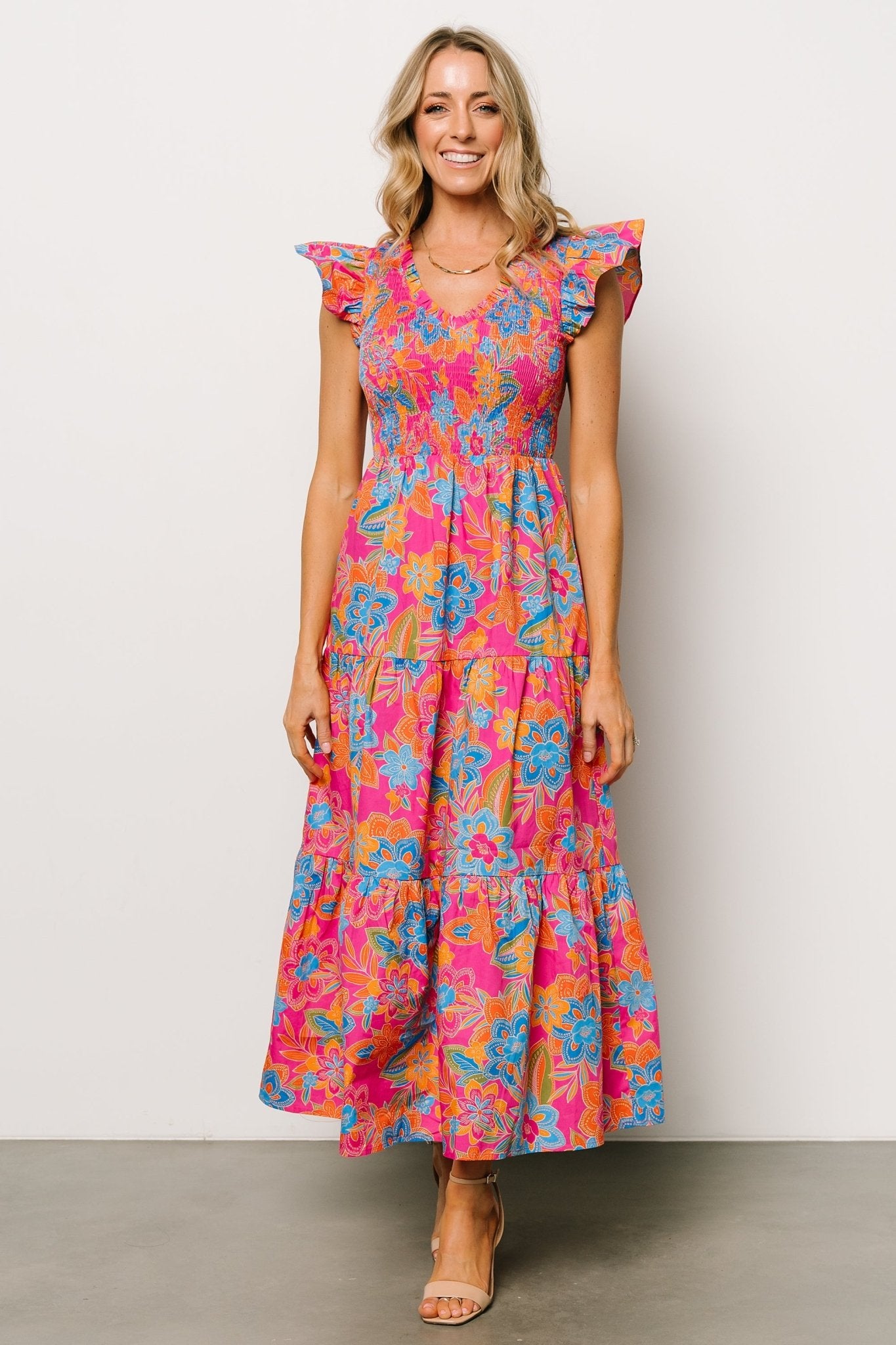 Ranchero Smocked Maxi Dress | Pink Multi Sale Footlocker Finishline