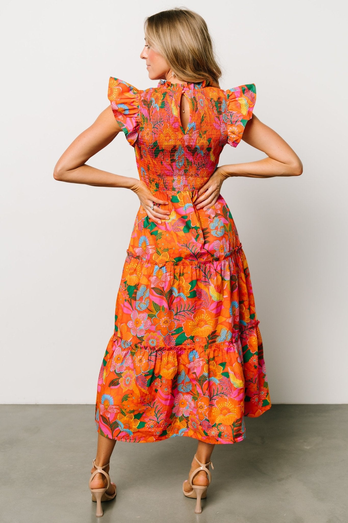 Emily Smocked Tier Dress | Orange Floral Cheap Sale Many Kinds Of