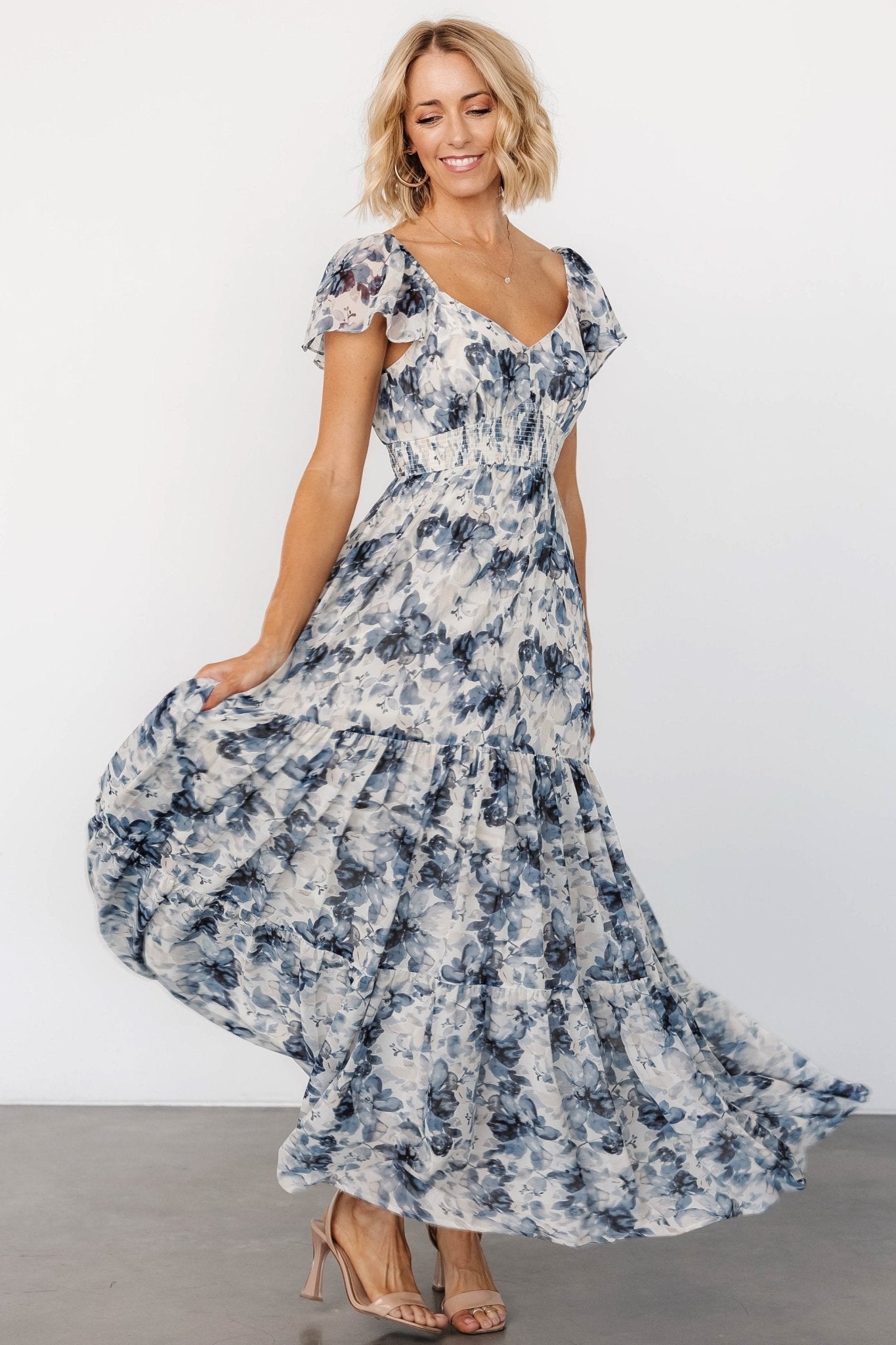 Genevive Maxi Dress | Cream + Blue Floral Buy Cheap Pice