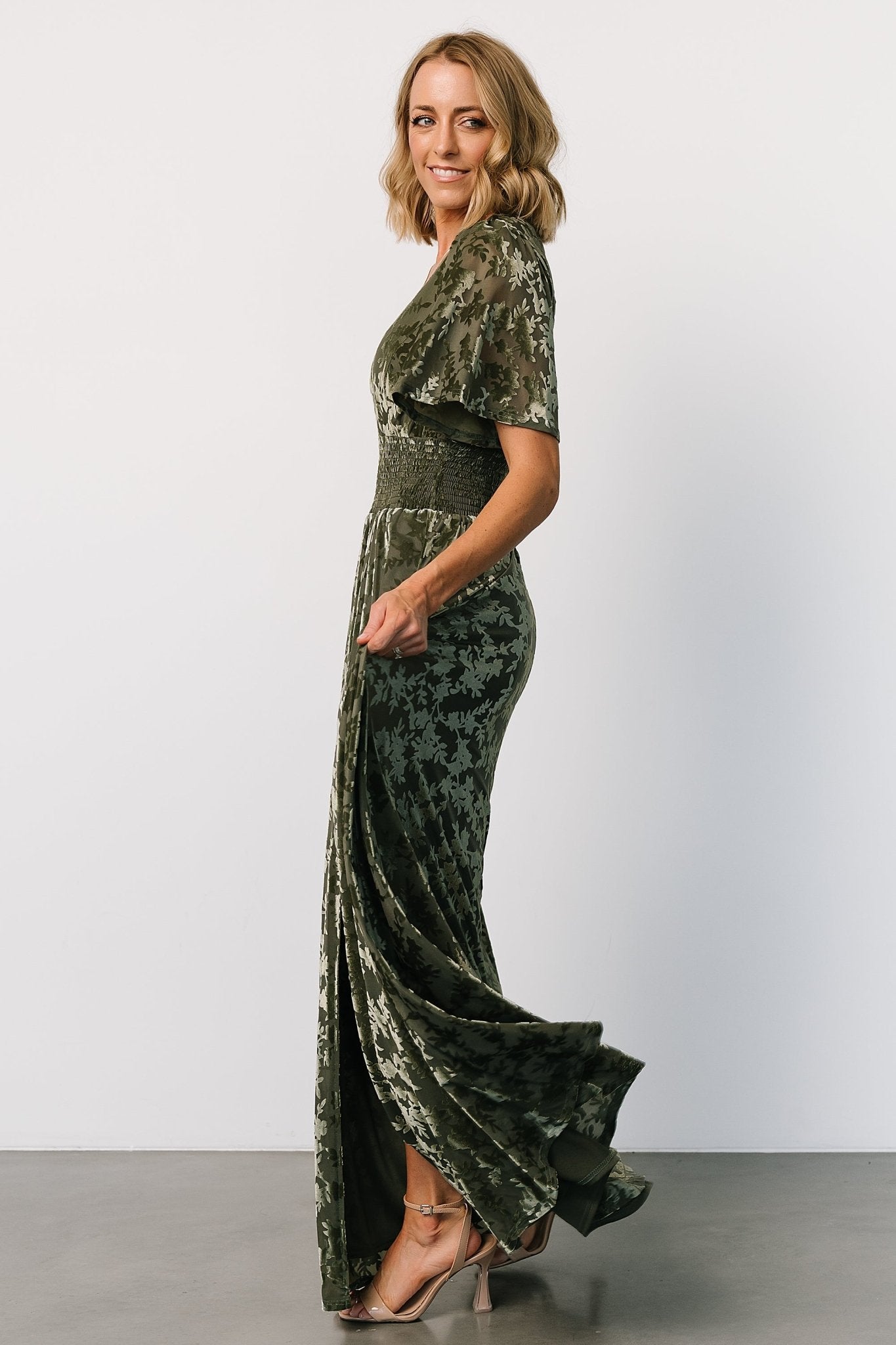 Veronica Velvet Maxi Dress | Dark Sage Clearance Official Site