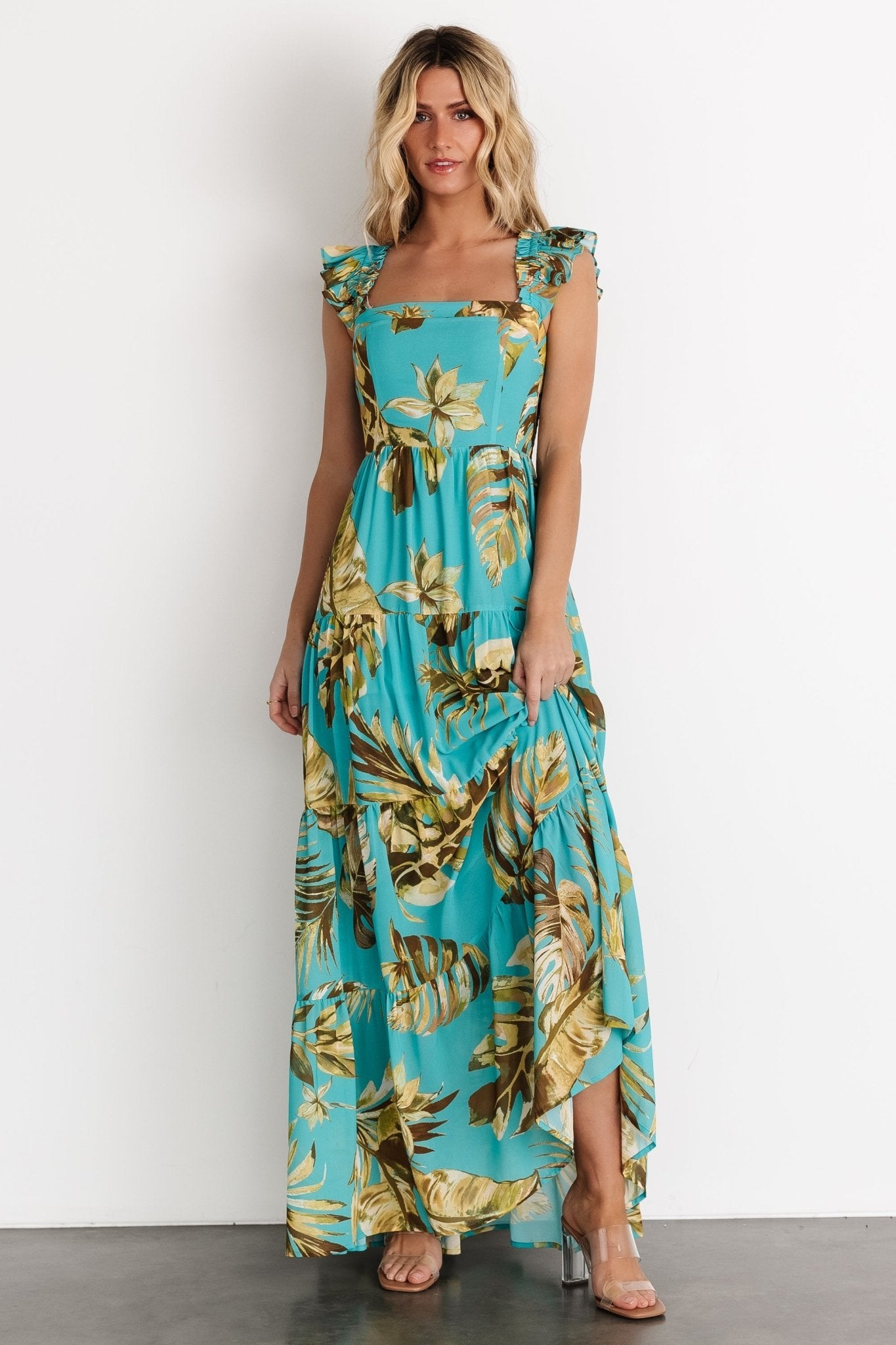 Encinitas Maxi Dress | Caribbean Blue Print Cheap Countdown Package